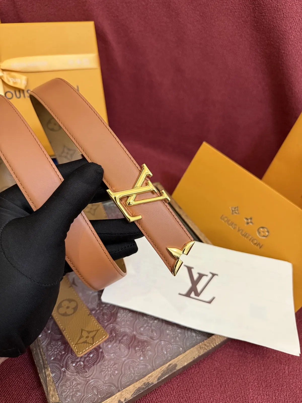 LV Style Gold Leather Women's Belt Lookbook Reference image 3