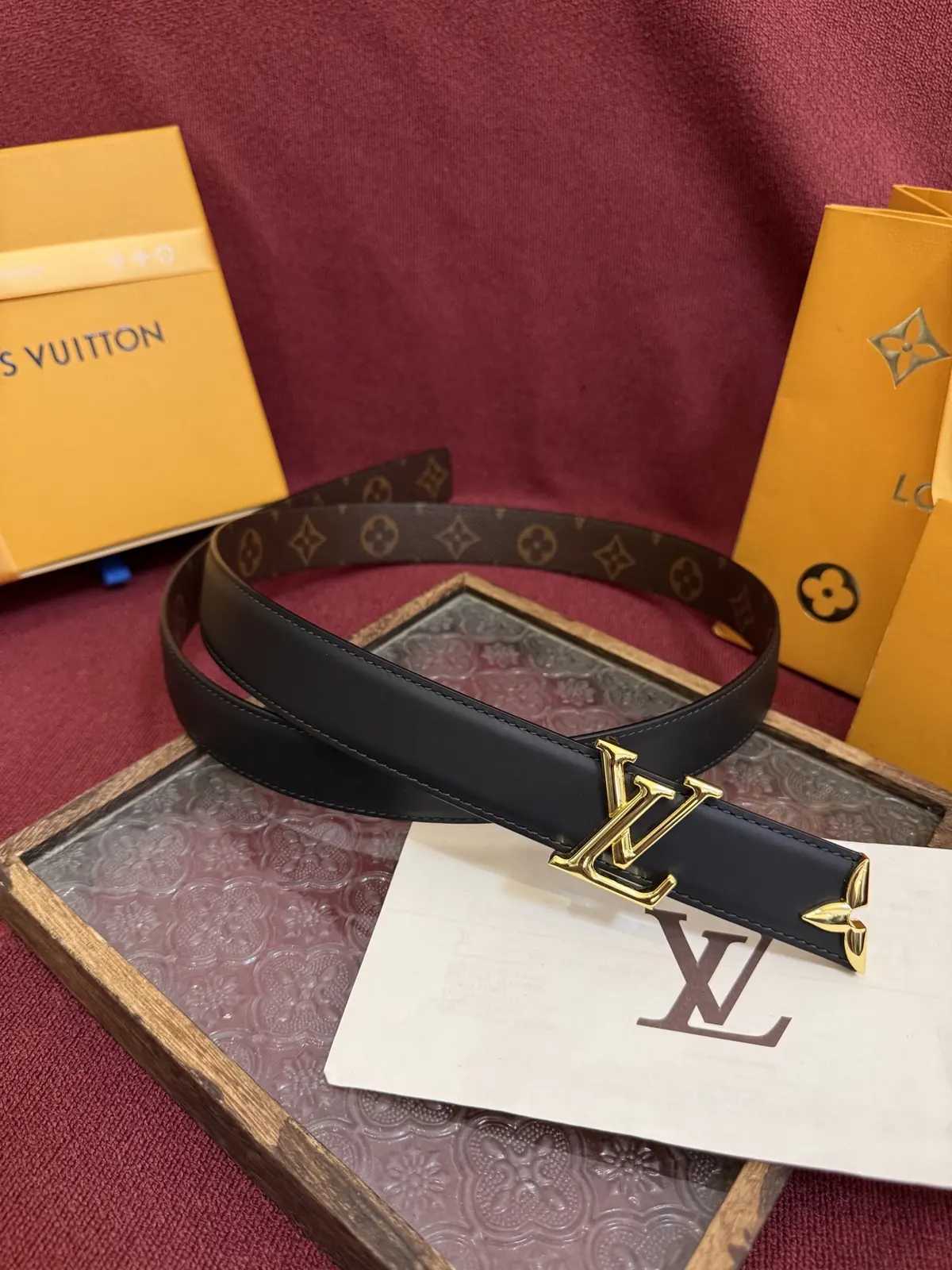 LV Style Gold Leather Women's Belt Lookbook Reference image 2