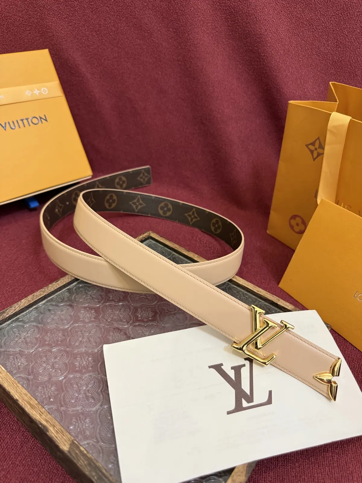 LV Style Gold Leather Women's Belt Lookbook Reference image 2