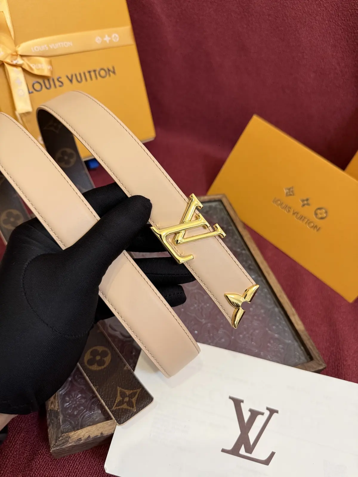 LV Style Gold Leather Women's Belt Lookbook Reference image 3