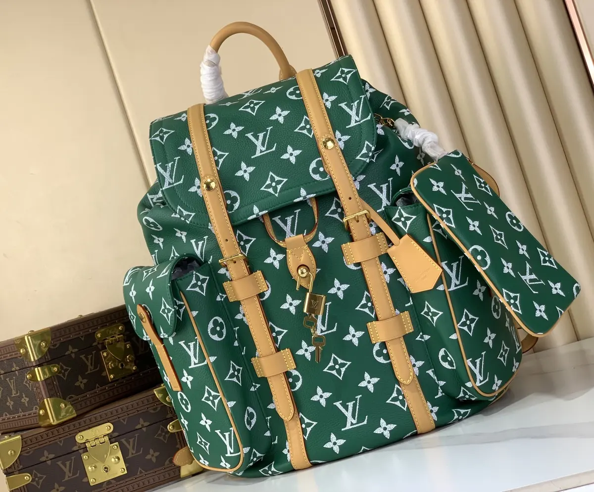 LV Style Green Leather Backpack Lookbook Reference image 1