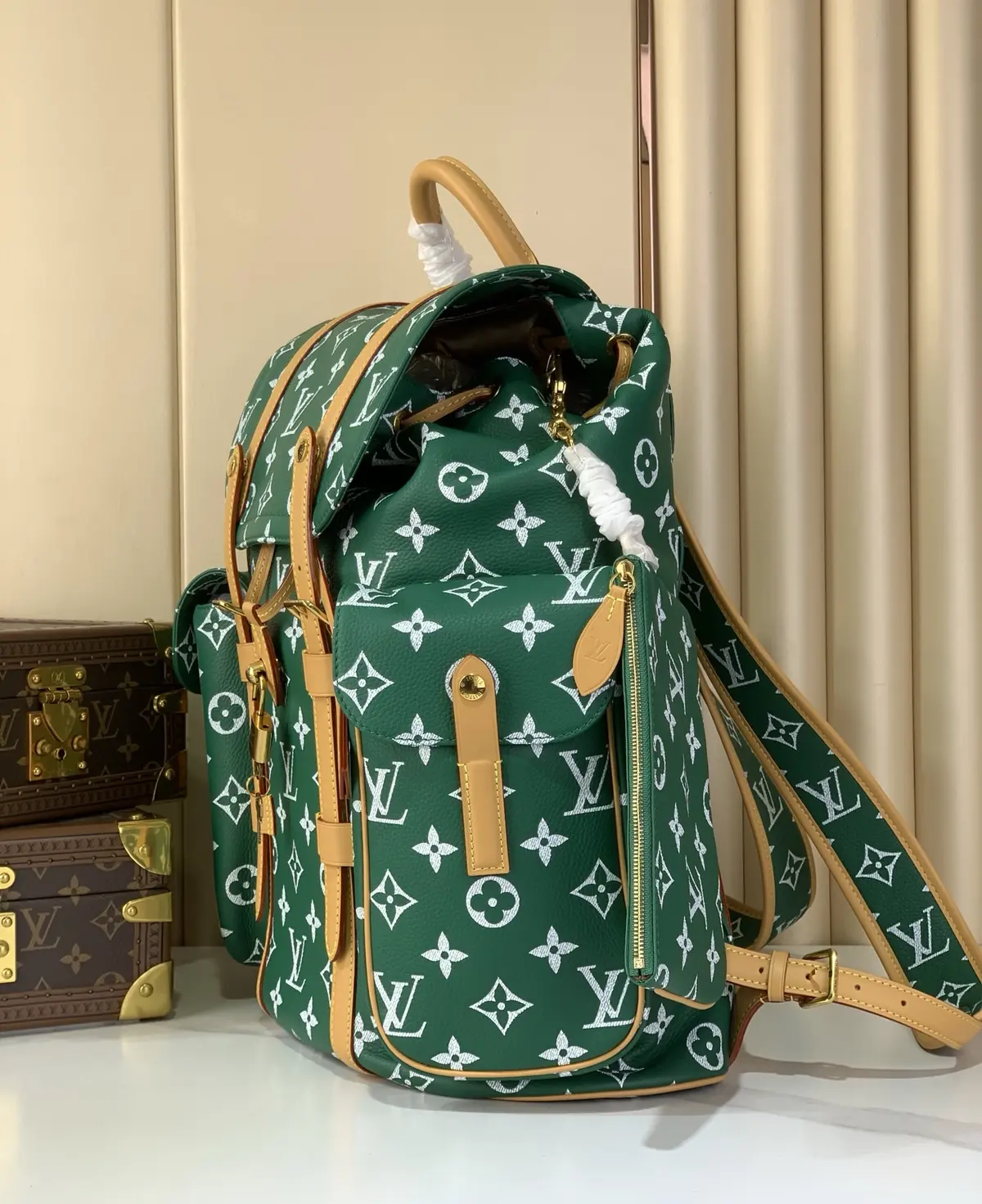 LV Style Green Leather Backpack Lookbook Reference image 2