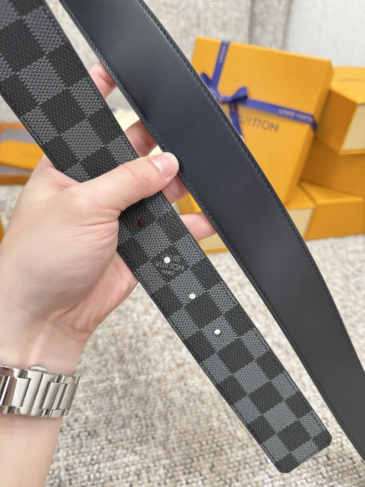 LV Style Leather Men's Belts Lookbook Reference image 4