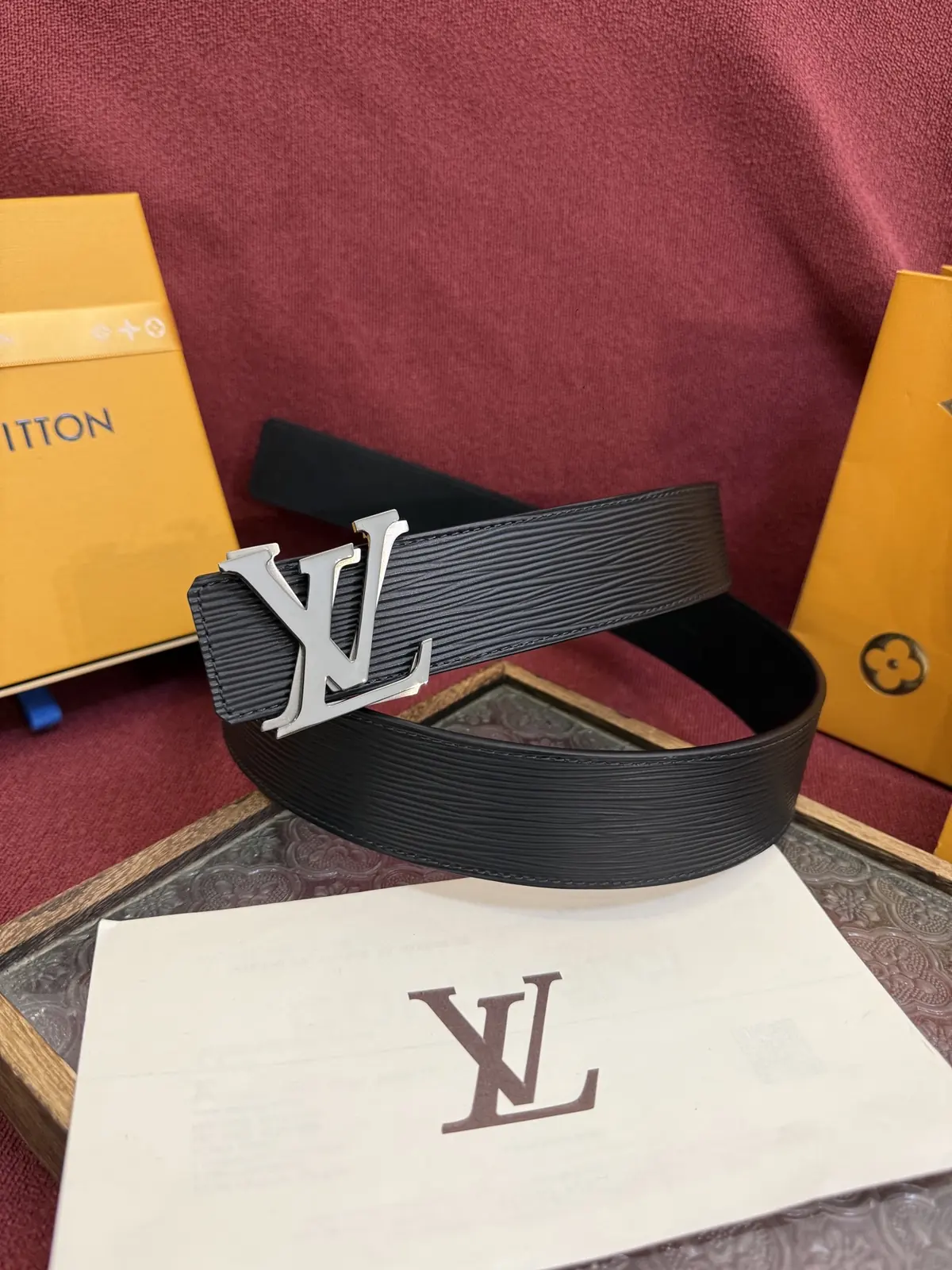 LV Style Leather Men's Belt Lookbook Reference image 2