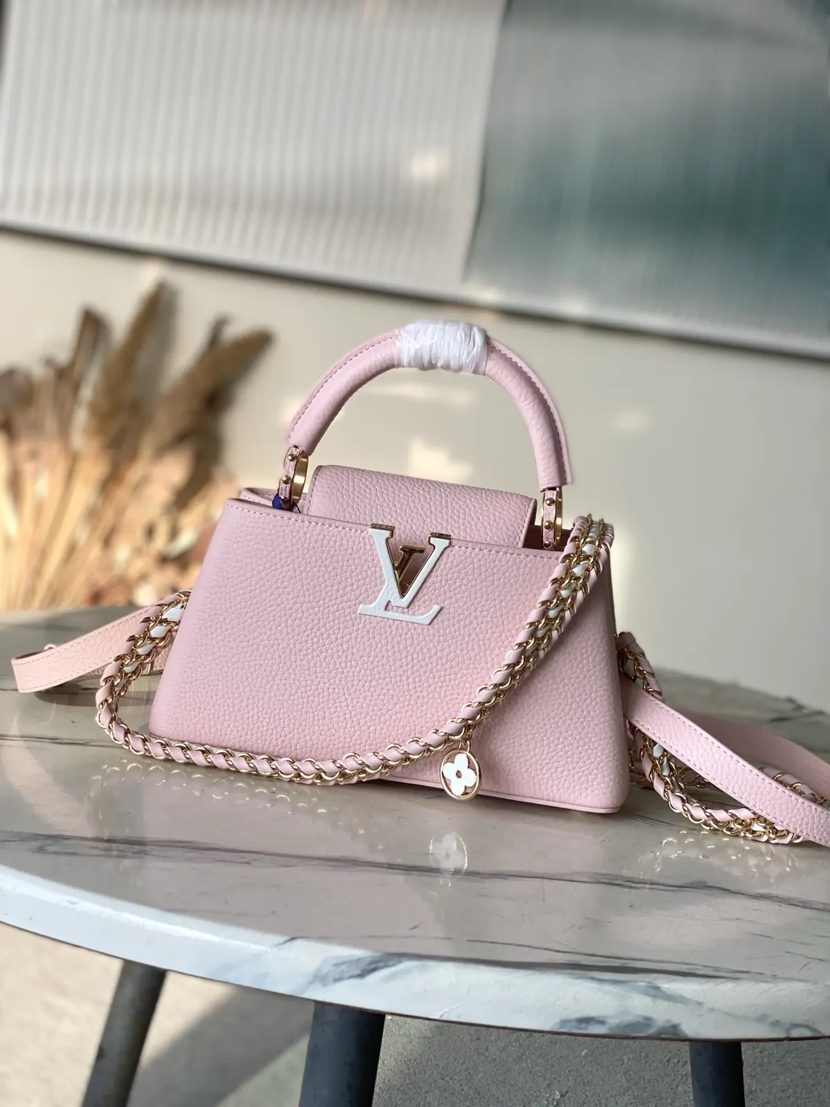 LV Style Pink Leather Top Handle Bag style reference detail image 1 from source 787666