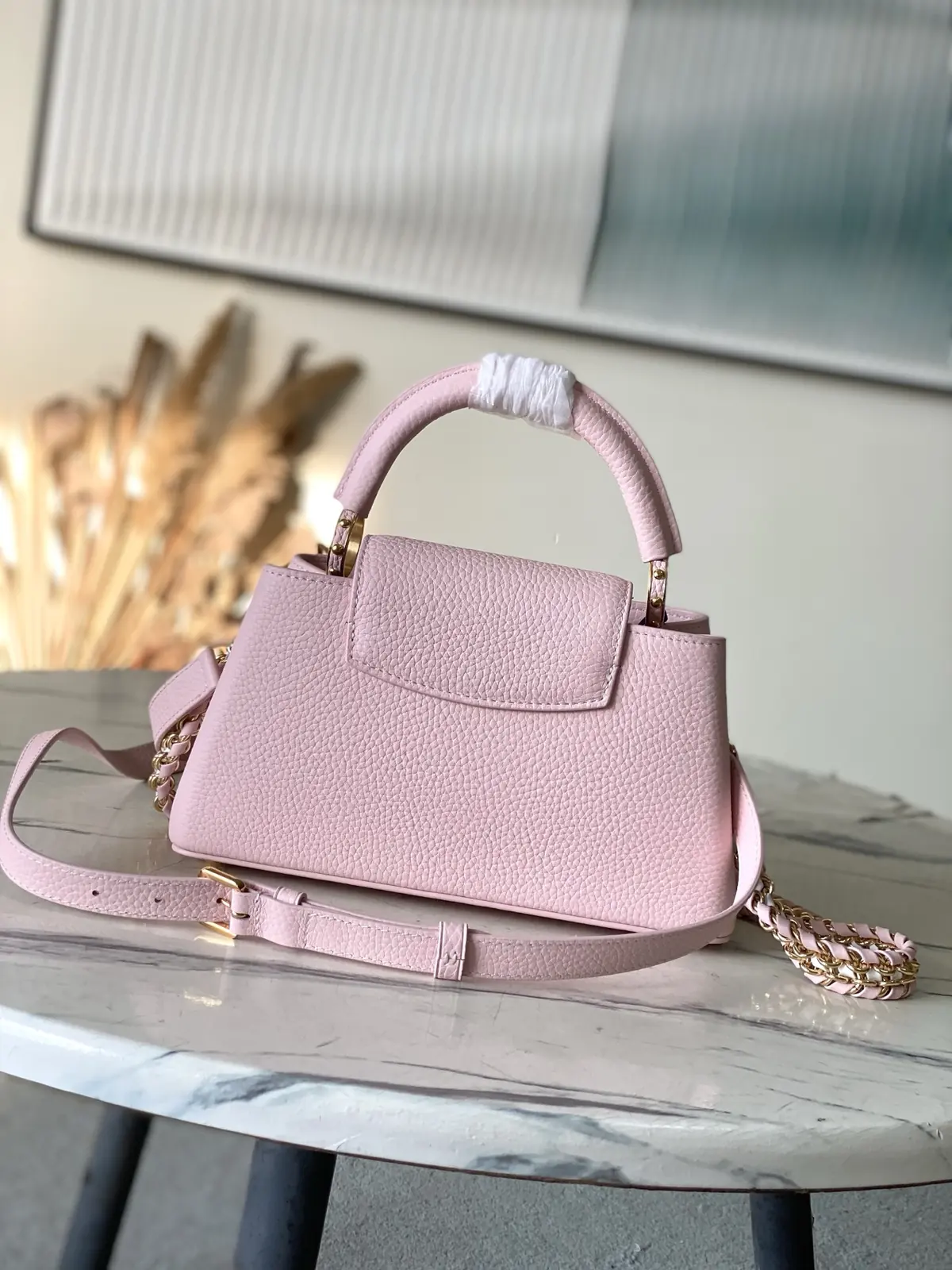 LV Style Pink Leather Top Handle Bag style reference detail image 5 from source 787666
