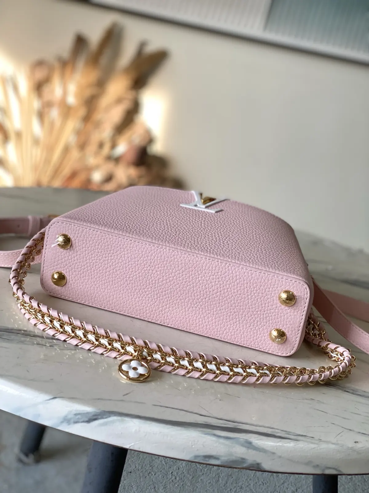 LV Style Pink Leather Top Handle Bag style reference detail image 6 from source 787666