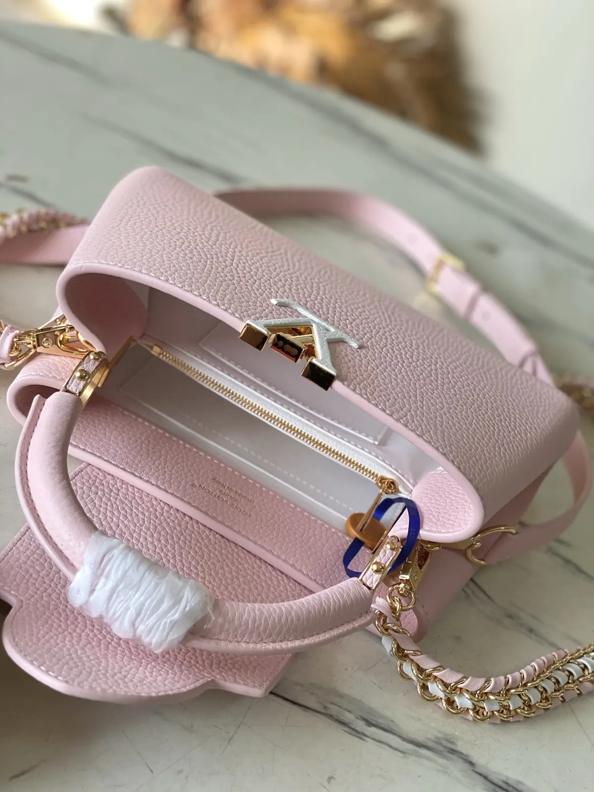 LV Style Pink Leather Top Handle Bag style reference detail image 8 from source 787666