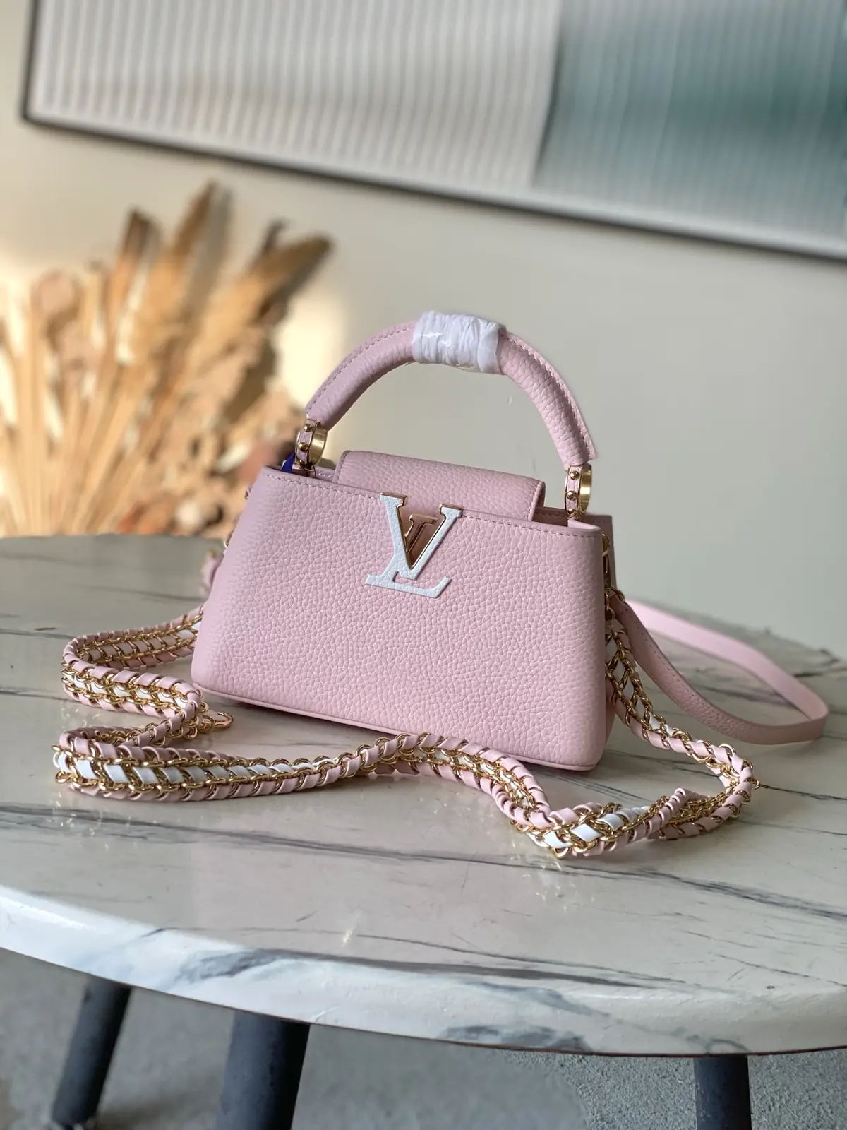 LV Style Pink Leather Top Handle Bag style reference detail image 1 from source 787667