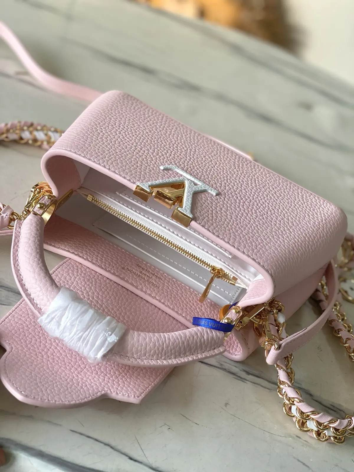 LV Style Pink Leather Top Handle Bag style reference detail image 8 from source 787667