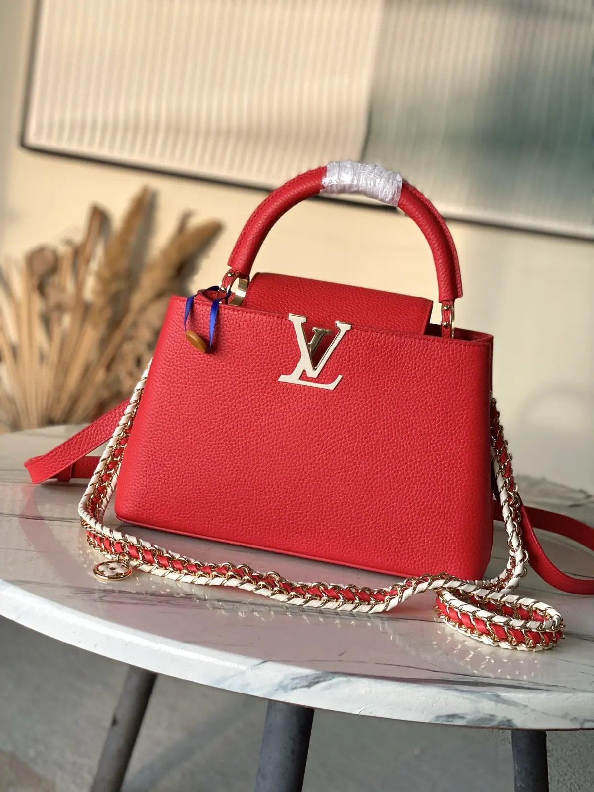 LV Style Red Leather Top Handle Bag style reference detail image 1 from source 787654