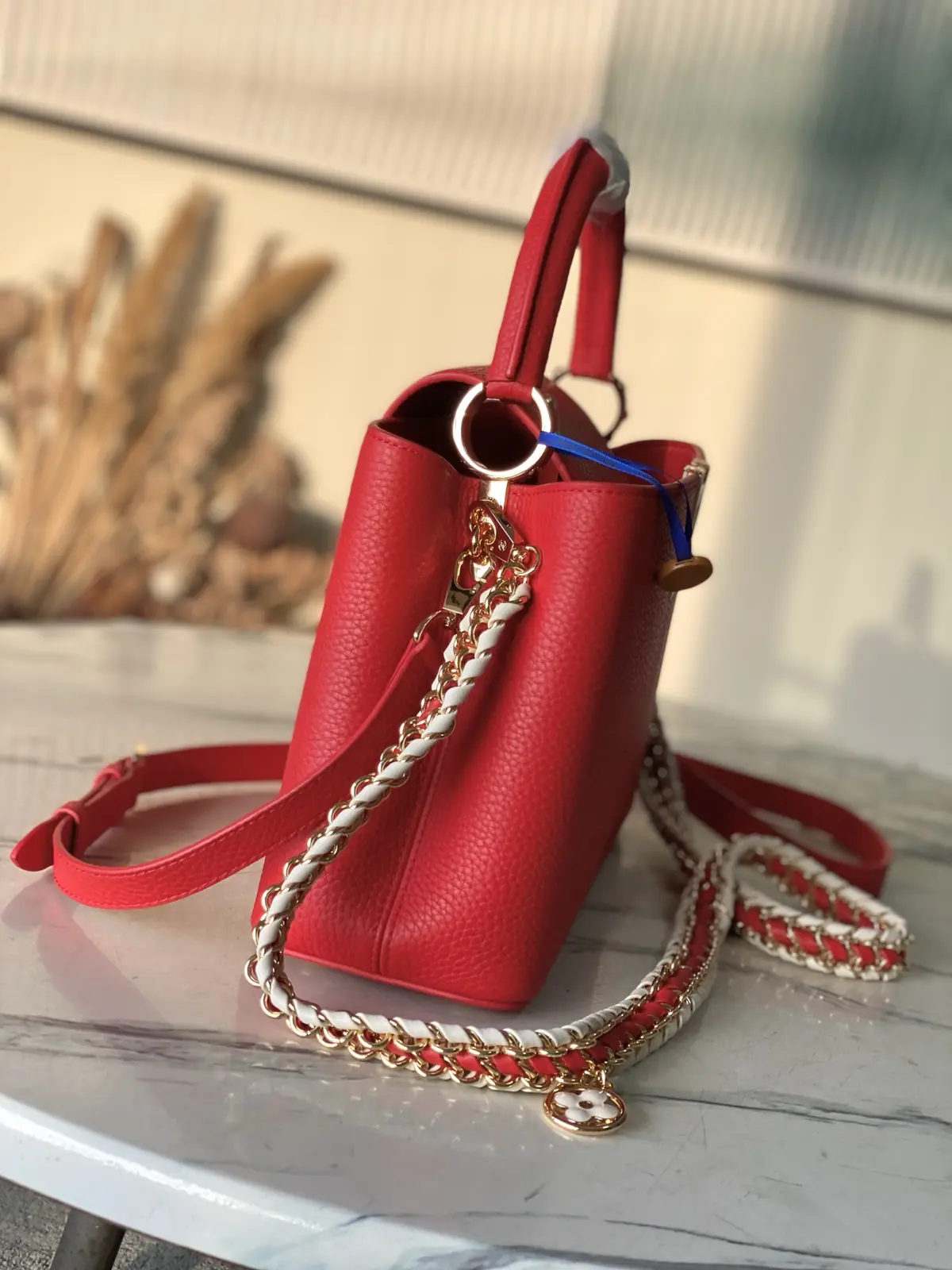 LV Style Red Leather Top Handle Bag style reference detail image 2 from source 787654
