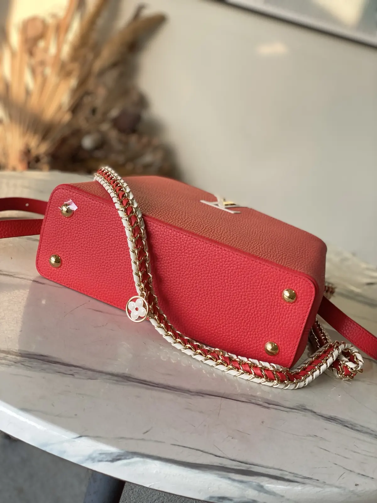 LV Style Red Leather Top Handle Bag style reference detail image 4 from source 787654