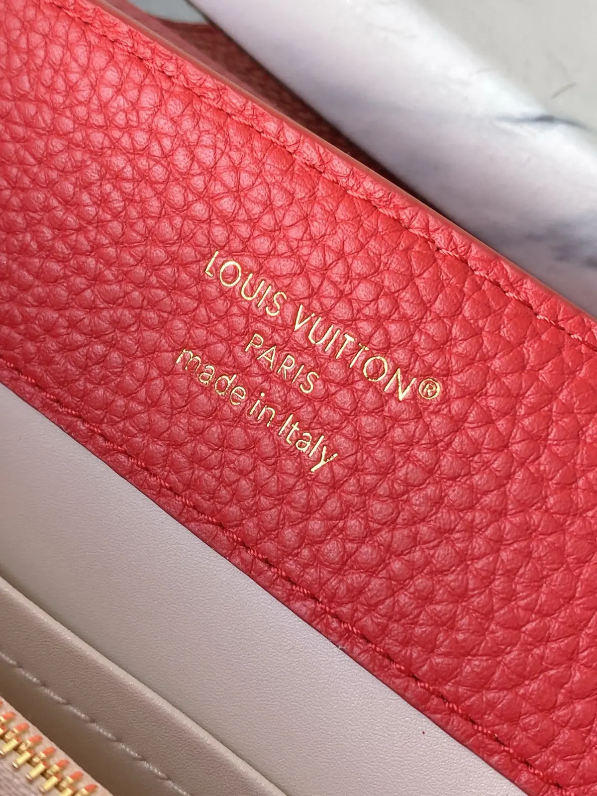 LV Style Red Leather Top Handle Bag style reference detail image 9 from source 787655