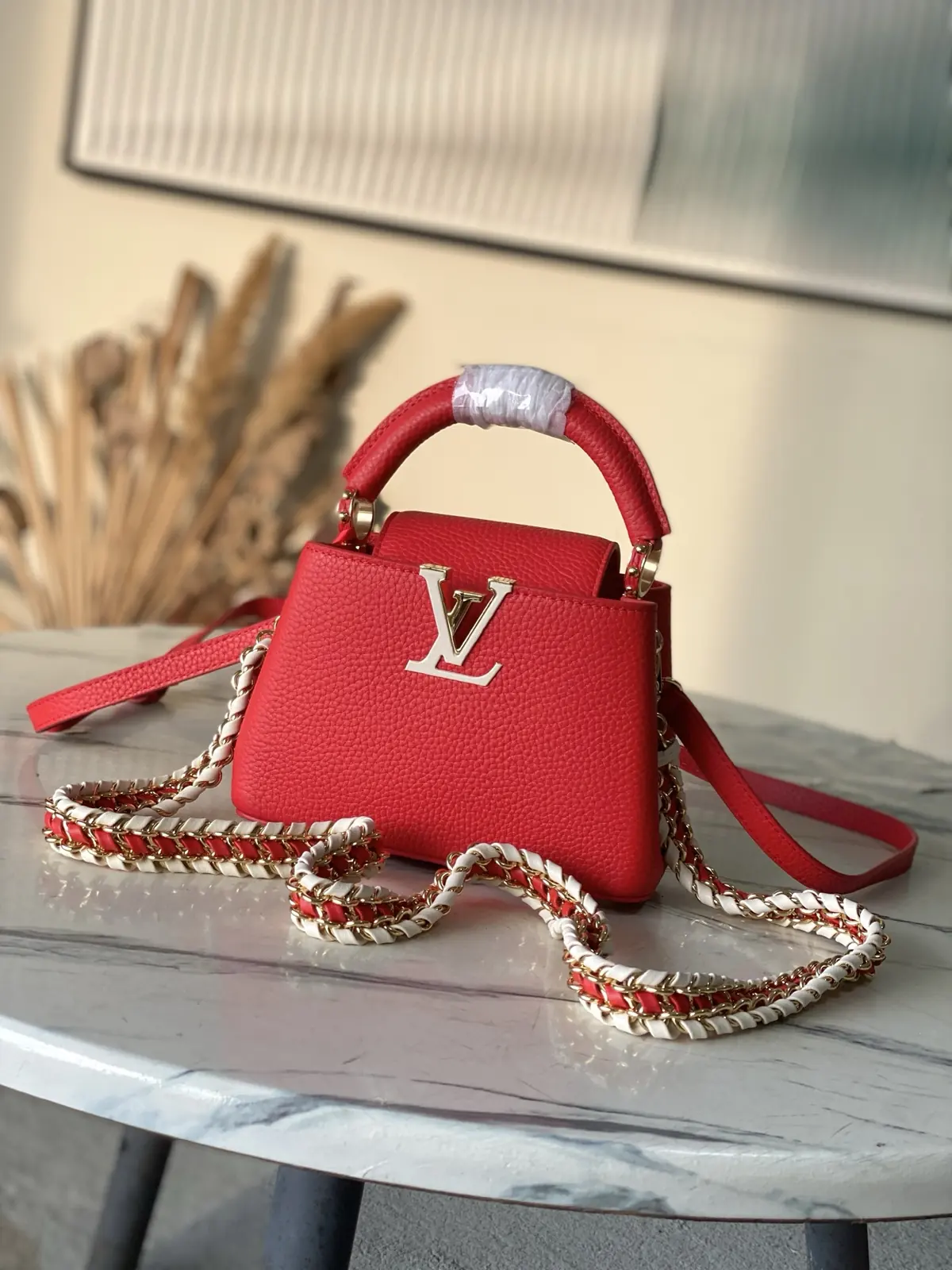 LV Style Red Leather Top Handle Bag style reference detail image 1 from source 787656