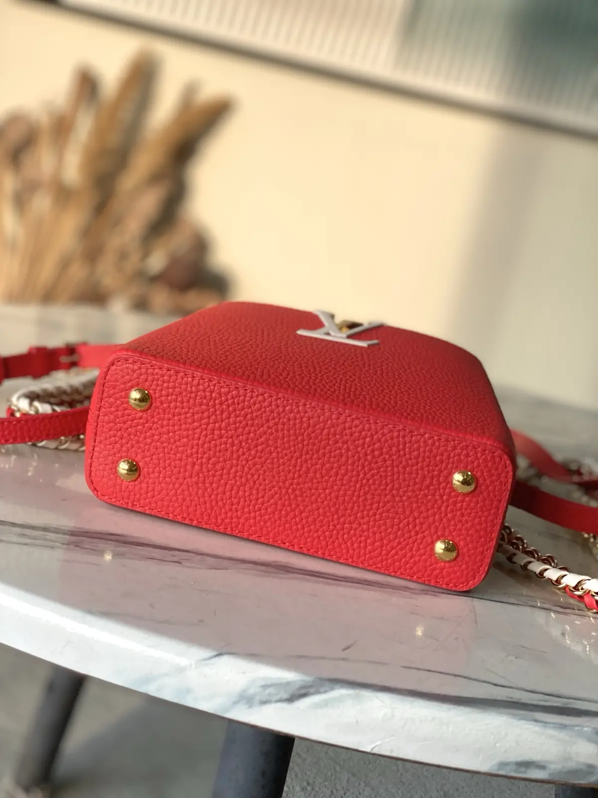 LV Style Red Leather Top Handle Bag style reference detail image 4 from source 787656