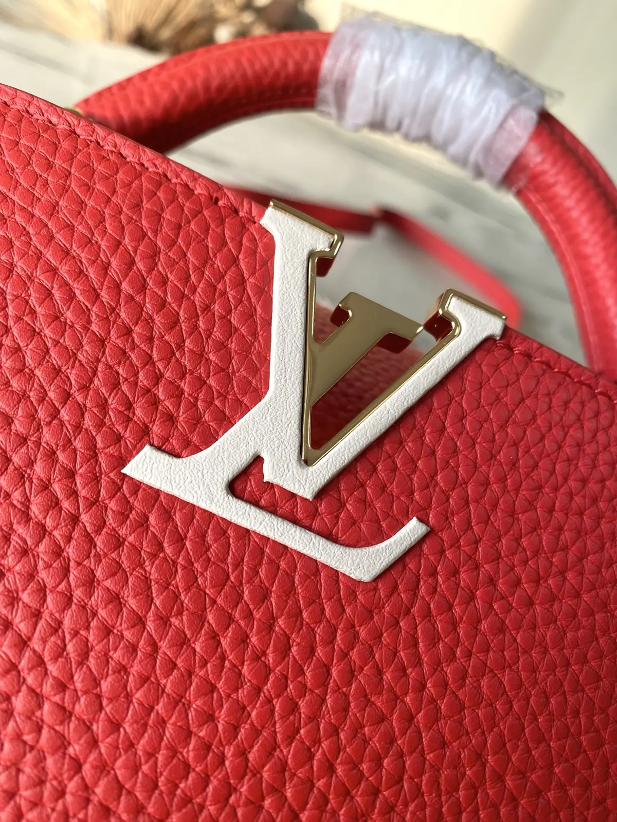 LV Style Red Leather Top Handle Bag style reference detail image 5 from source 787656