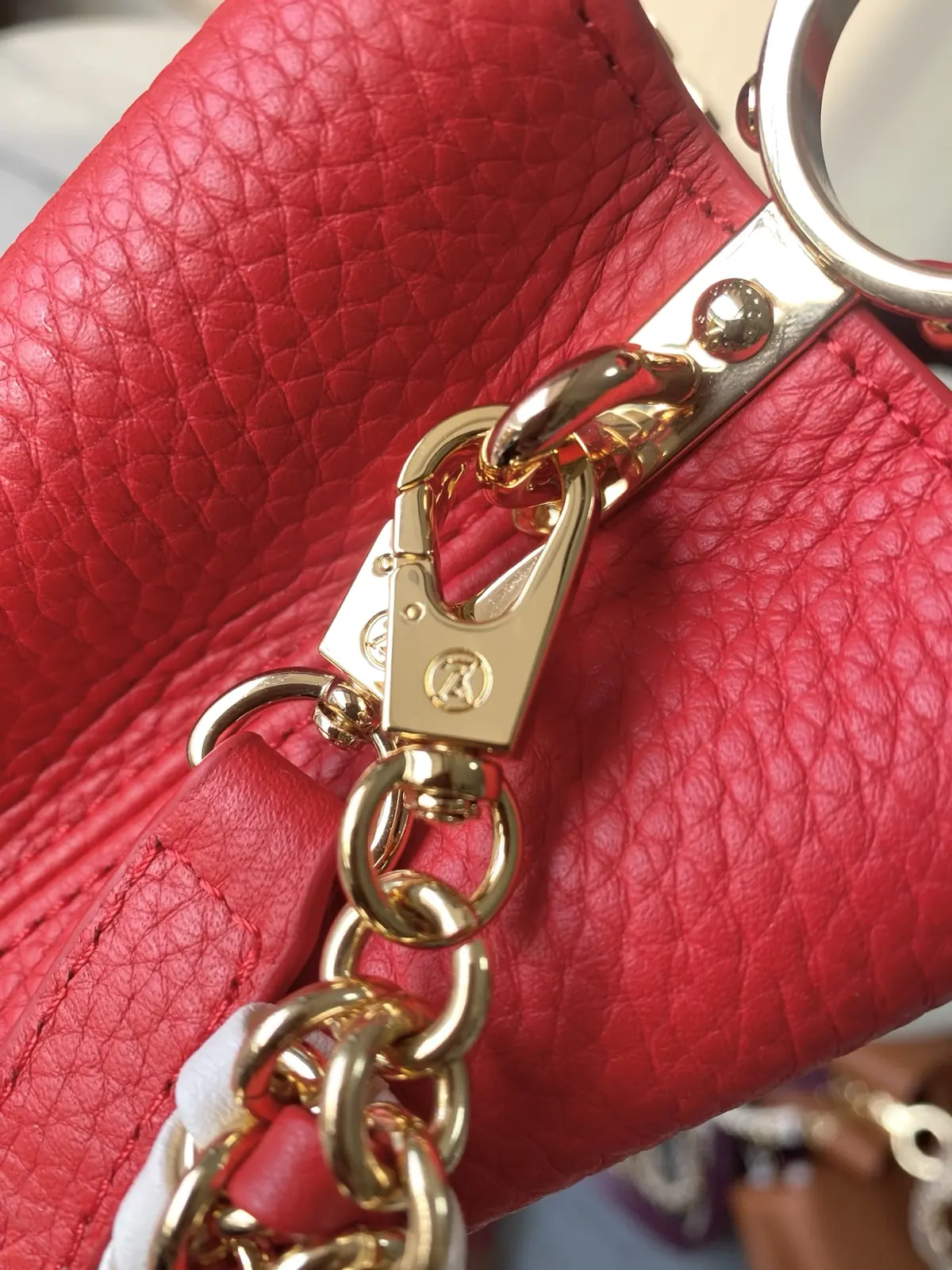 LV Style Red Leather Top Handle Bag style reference detail image 6 from source 787656