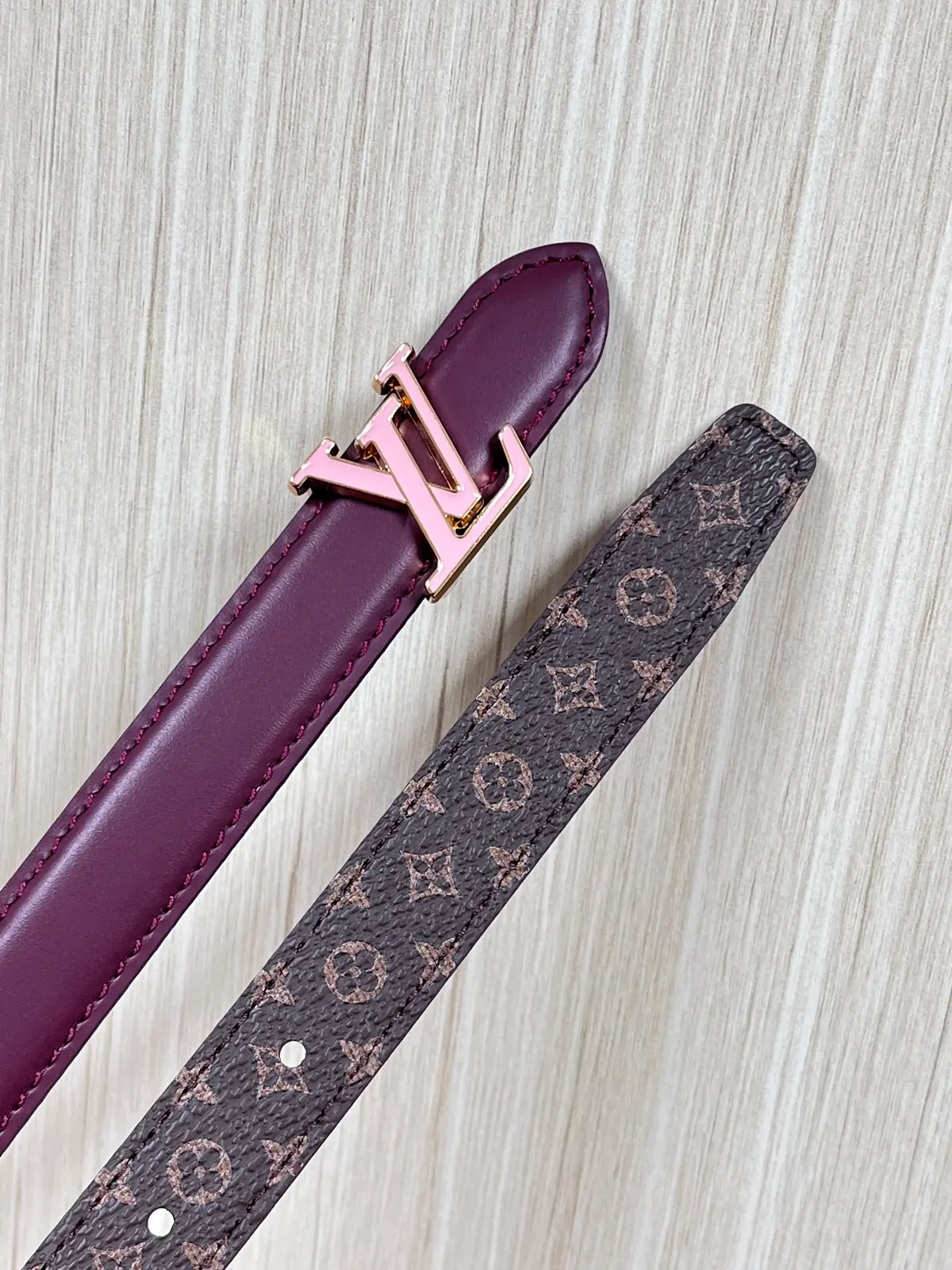 LV Style Red Leather Women's Belt Lookbook Reference image 4