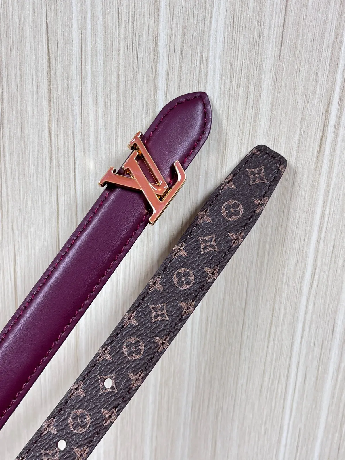 LV Style Red Leather Women's Belt Lookbook Reference image 4