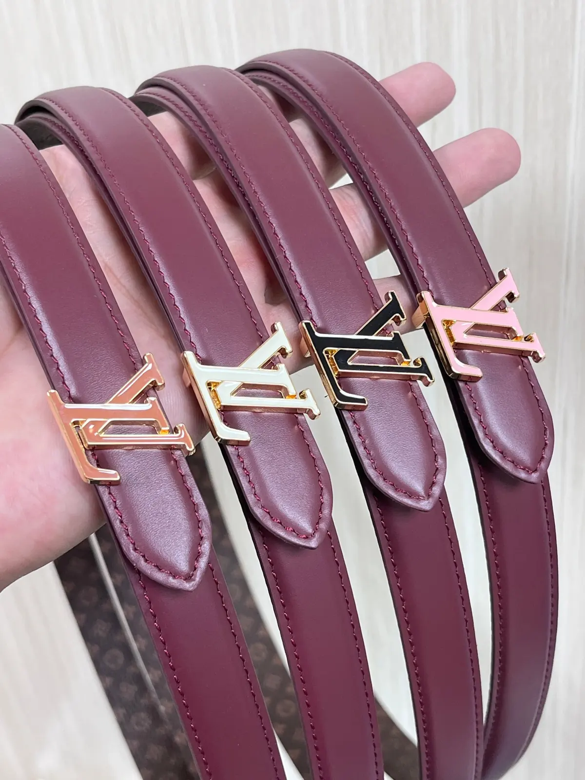 LV Style Red Leather Women's Belt Lookbook Reference image 1
