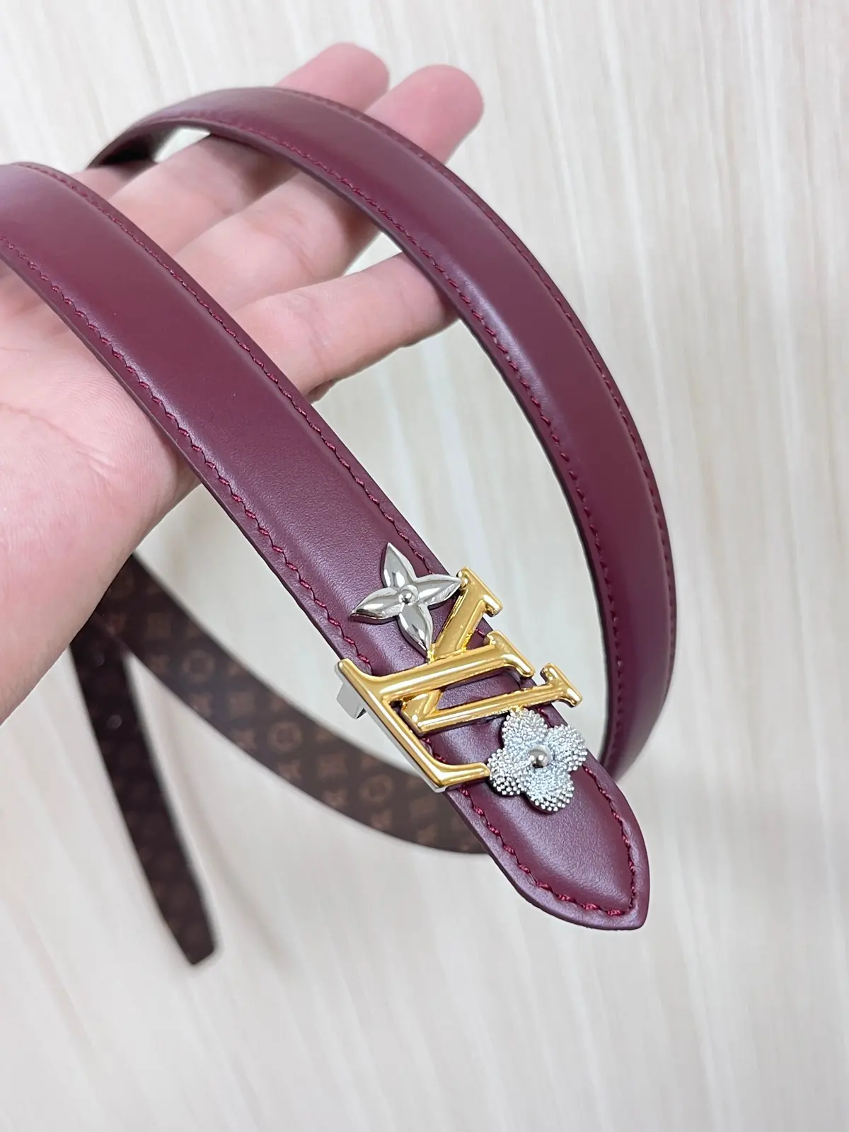 LV Style Red Leather Women's Belt Lookbook Reference image 5