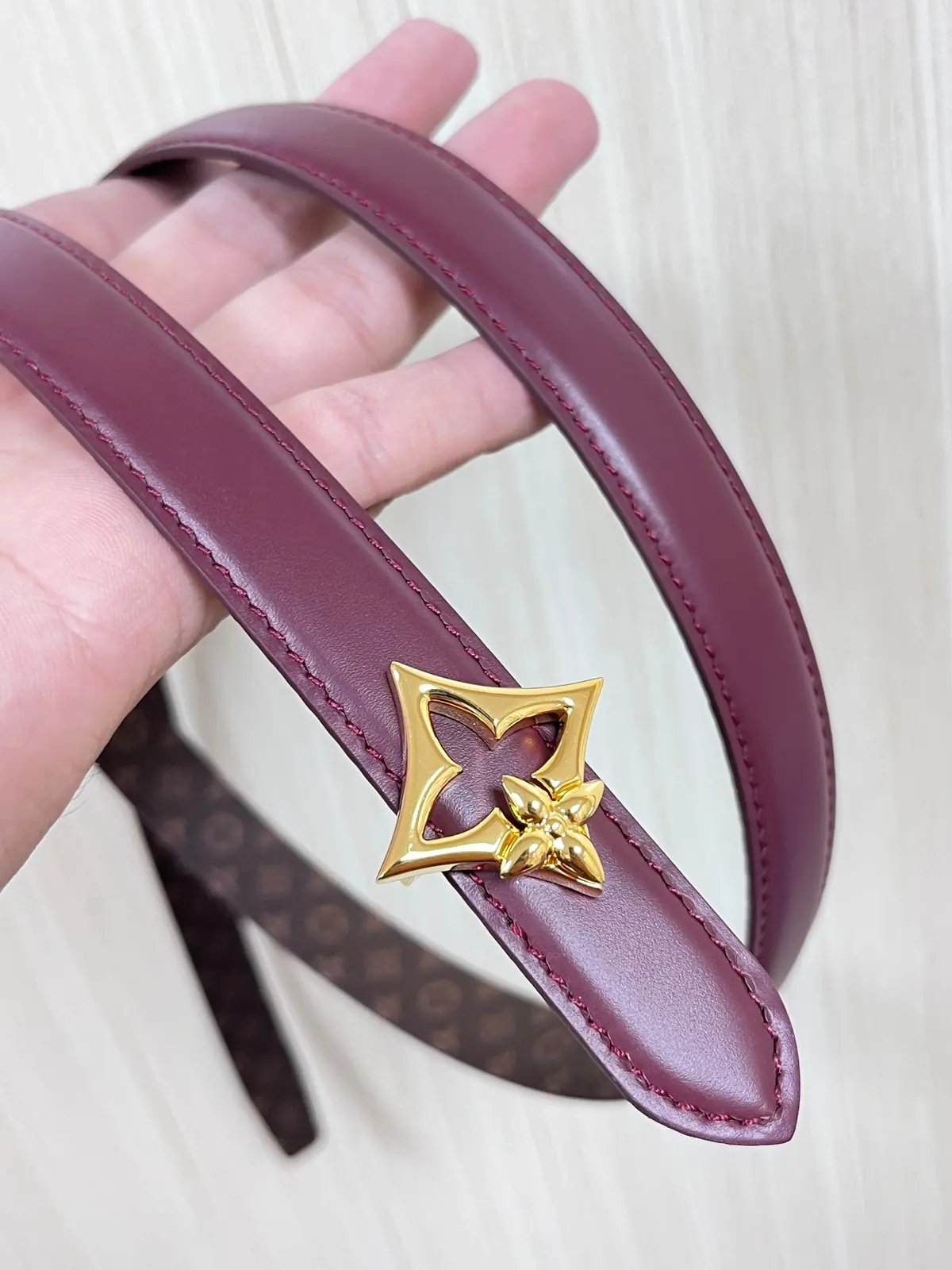 LV Style Red Leather Women's Belt Lookbook Reference image 4