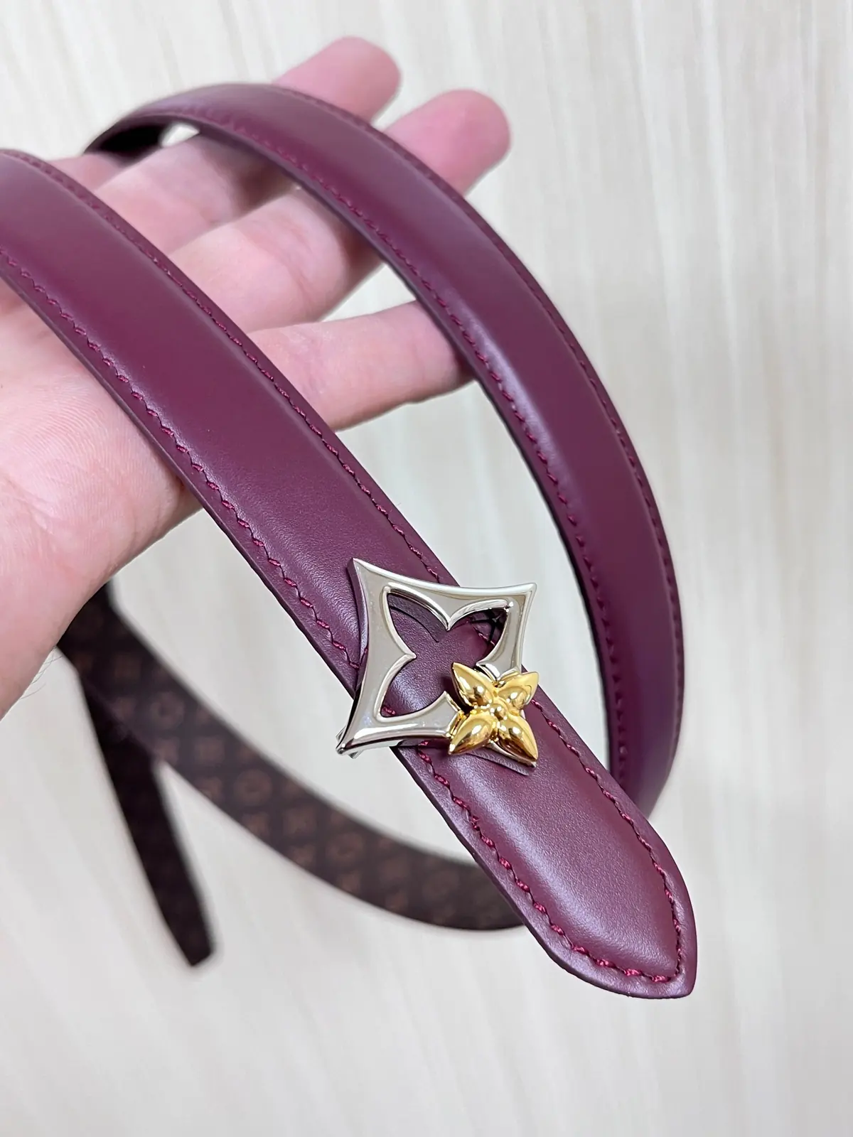 LV Style Red Leather Women's Belt Lookbook Reference image 6