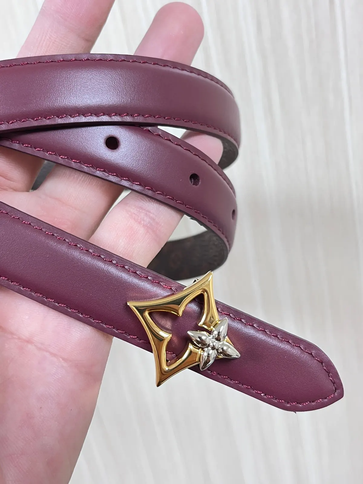 LV Style Red Leather Women's Belt Lookbook Reference image 6