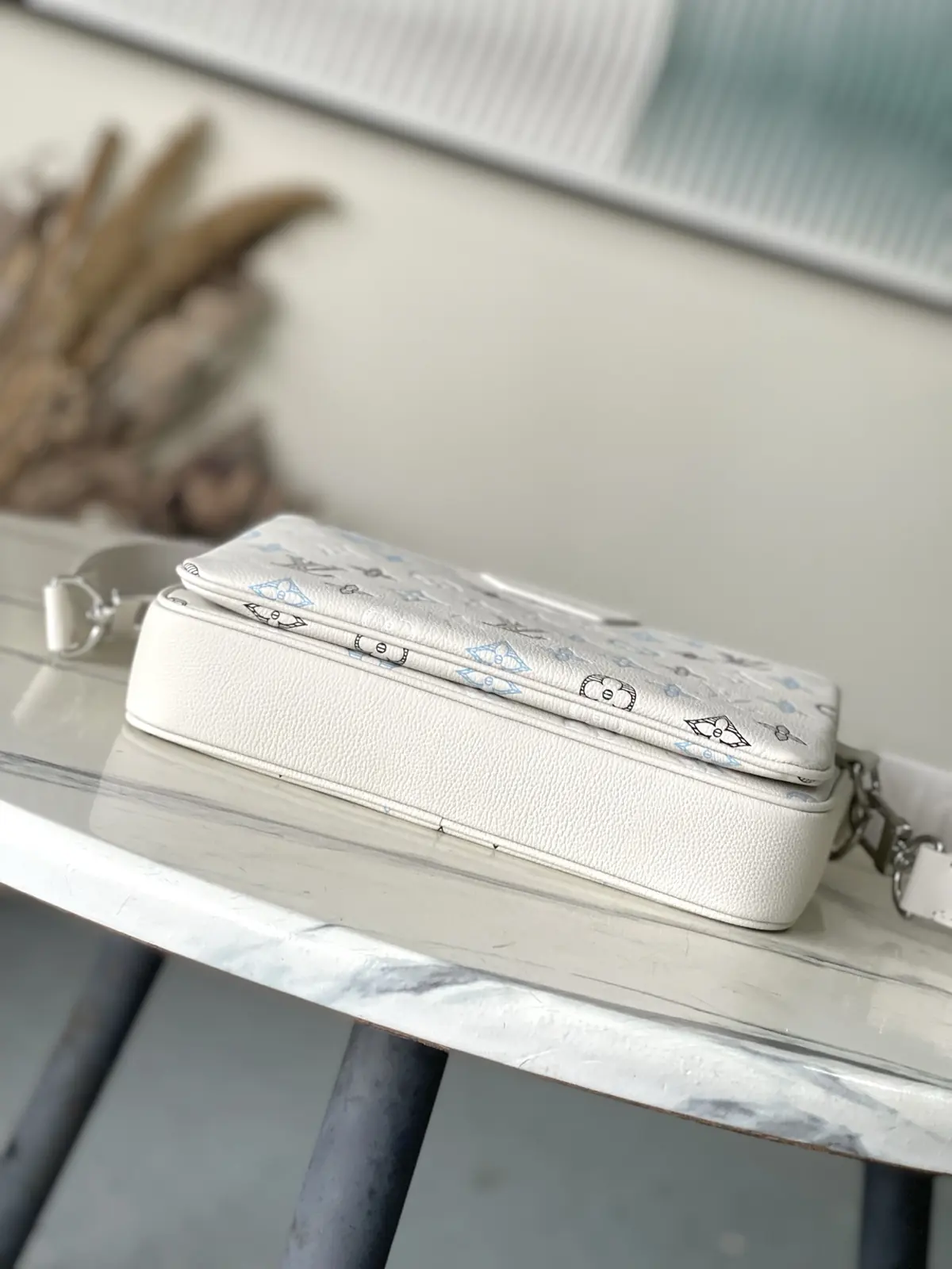 LV Style White Leather Messenger Bag Lookbook Reference image 4