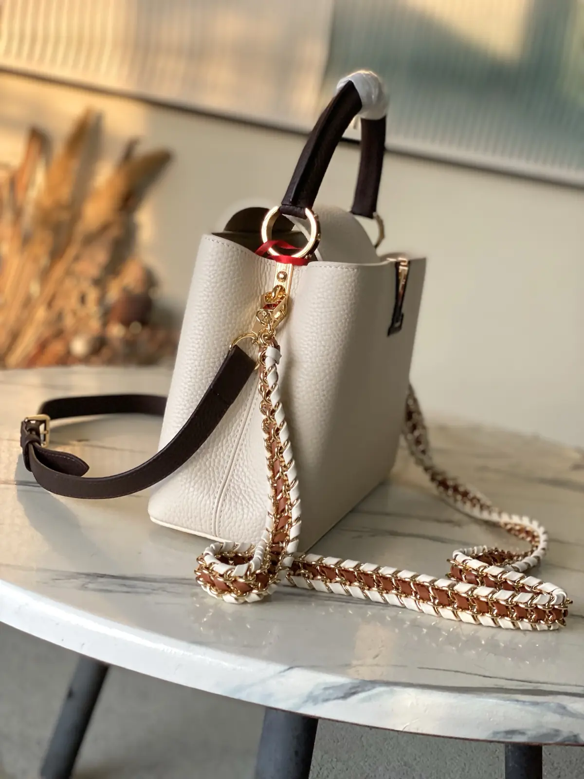 LV Style White Leather Top Handle Bag style reference detail image 2 from source 787660