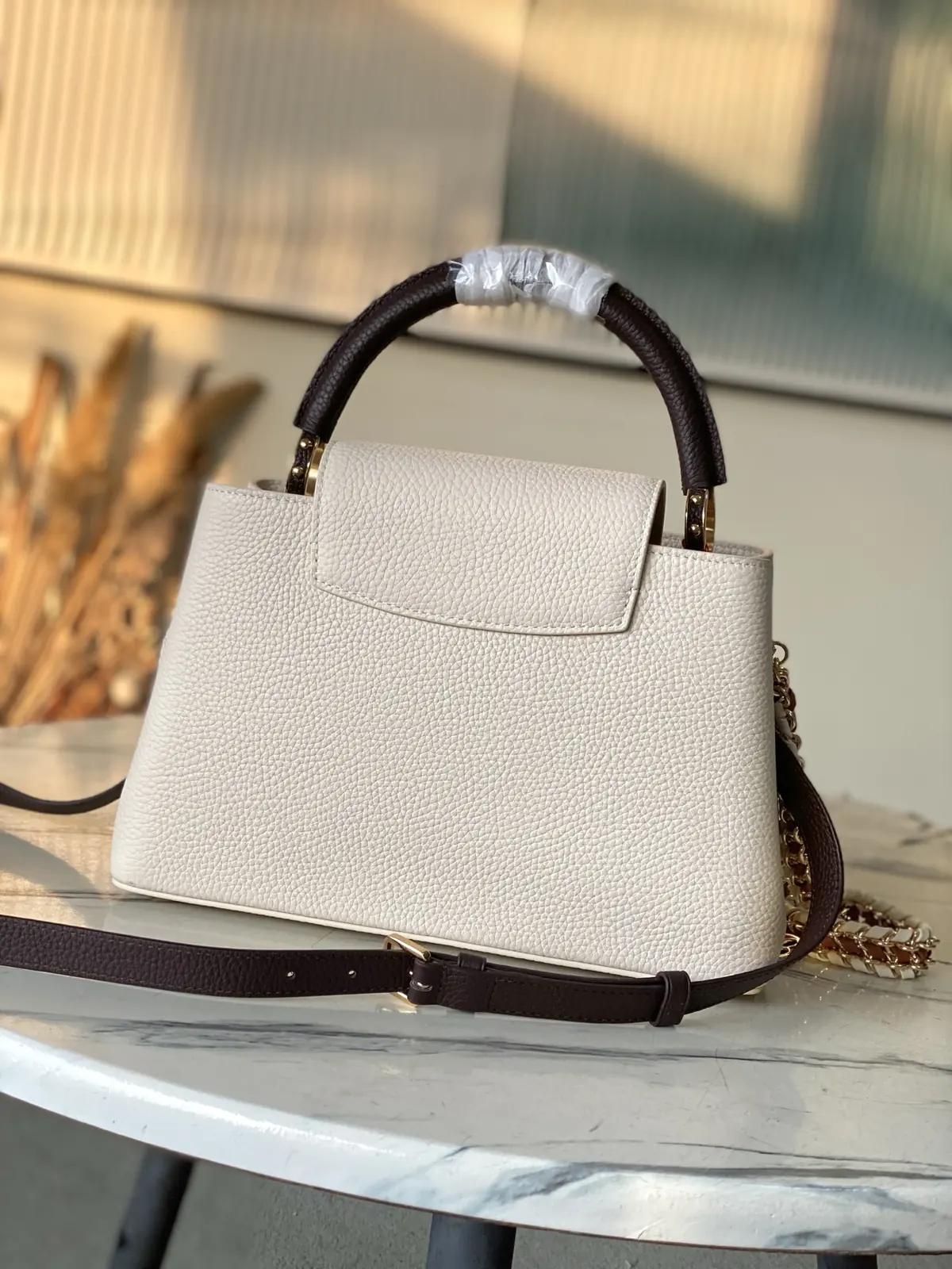 LV Style White Leather Top Handle Bag style reference detail image 3 from source 787660