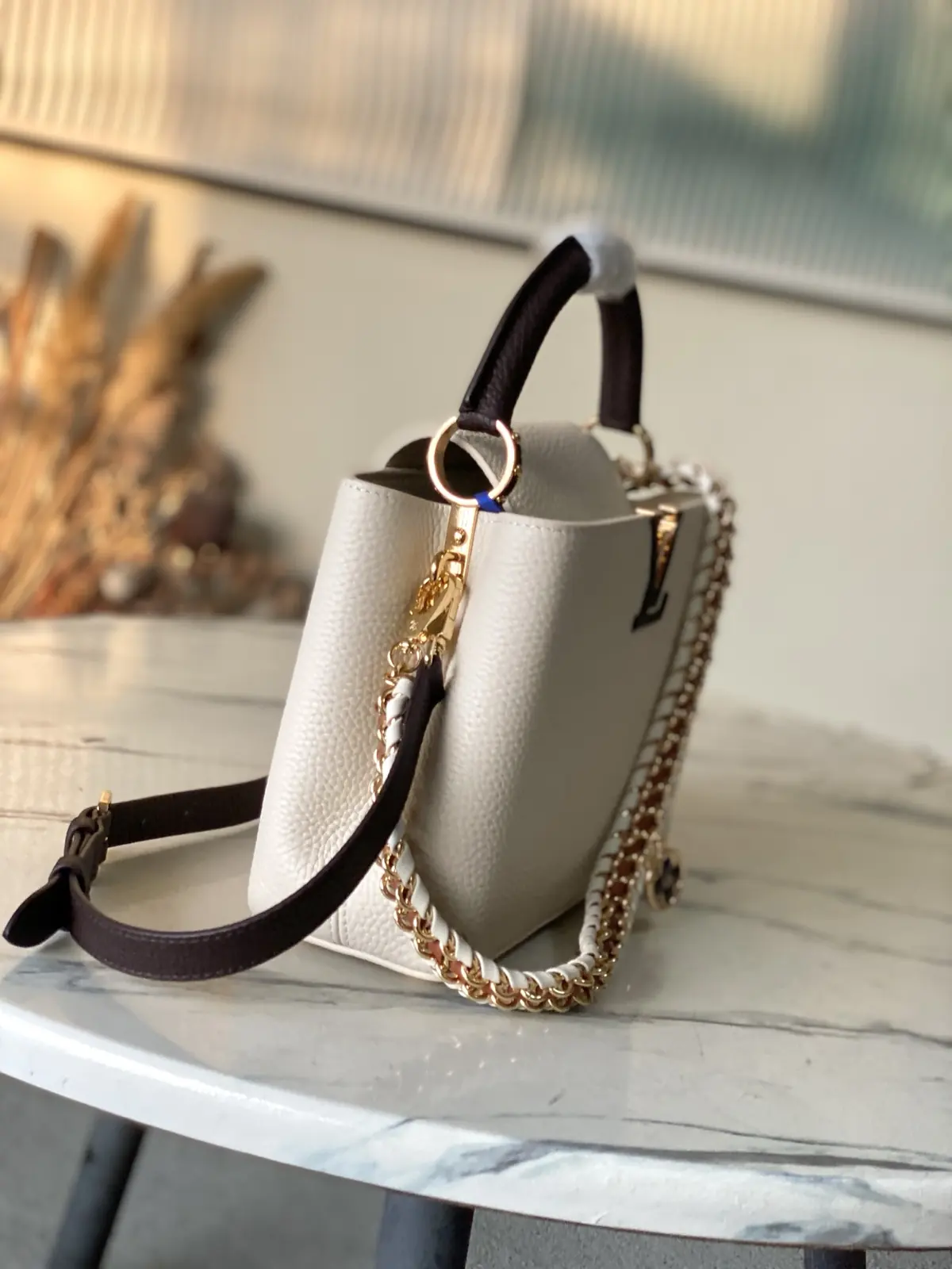 LV Style White Leather Top Handle Bag style reference detail image 2 from source 787661