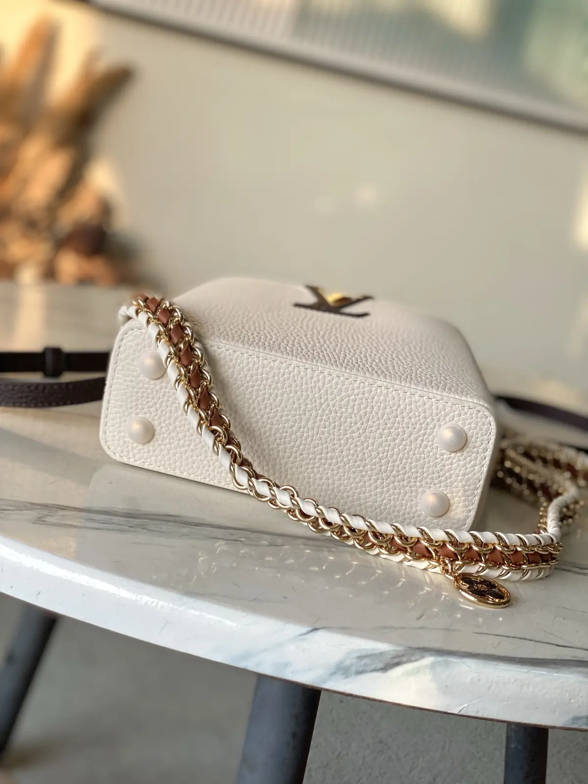 LV Style White Leather Top Handle Bag style reference detail image 4 from source 787662