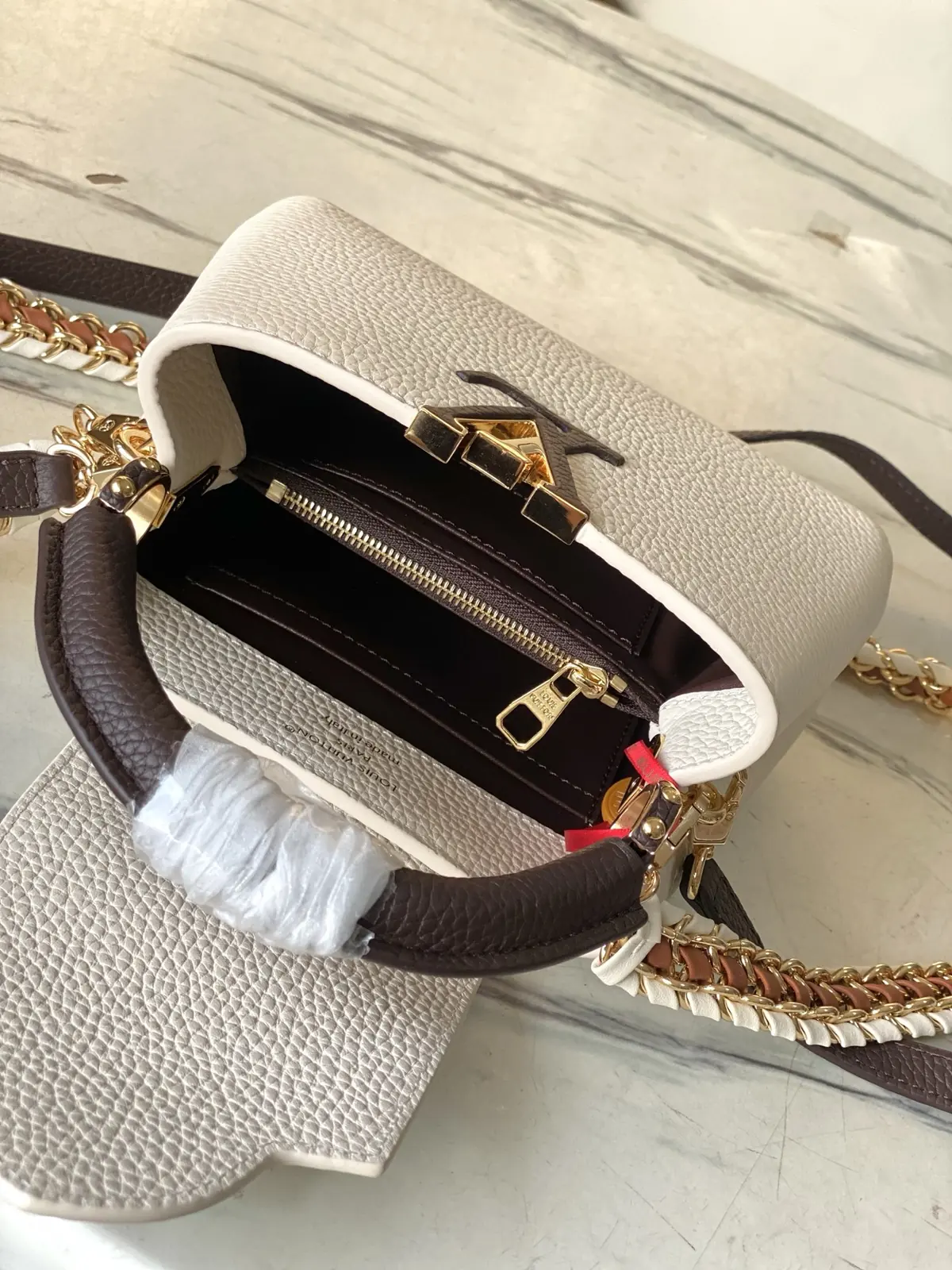 LV Style White Leather Top Handle Bag style reference detail image 8 from source 787662