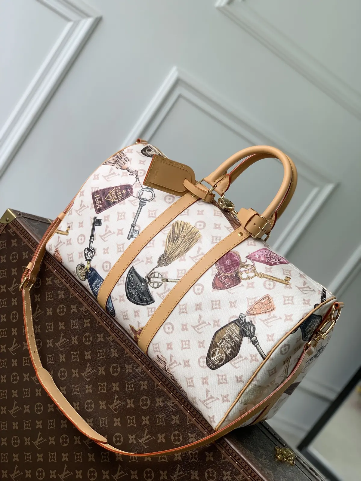 LV Style White Leather Travel Bag Lookbook Reference image 1