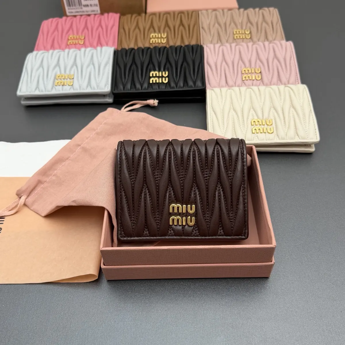 Miu Miu Style Beige Leather Wallet Lookbook Reference image 5