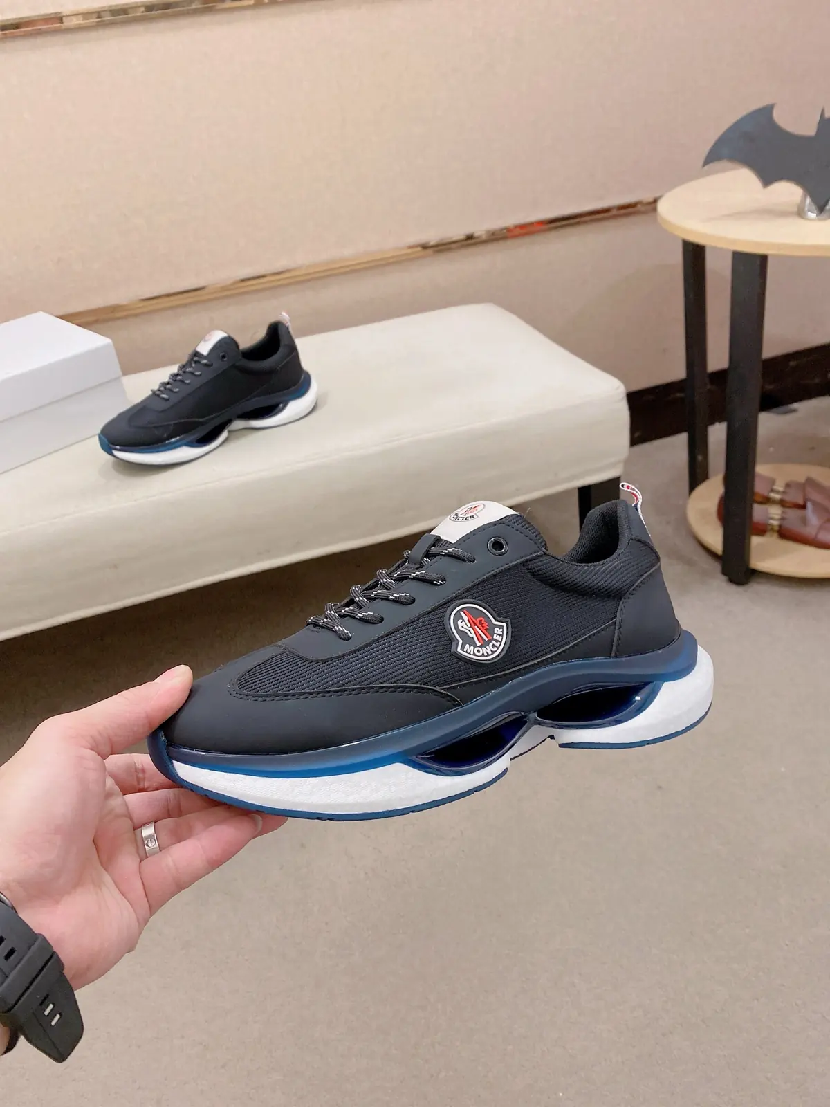 Moncler男 Style Black Leather Men's Shoes Lookbook Reference image 3