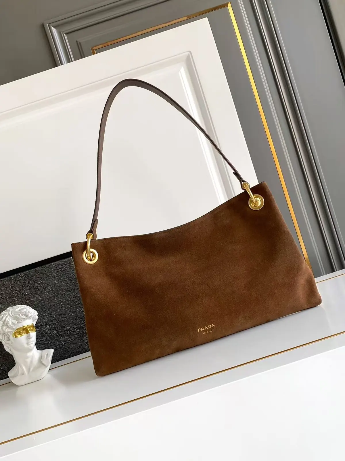 Prada Style Beige Leather Top Handle Bag Lookbook Reference image 1