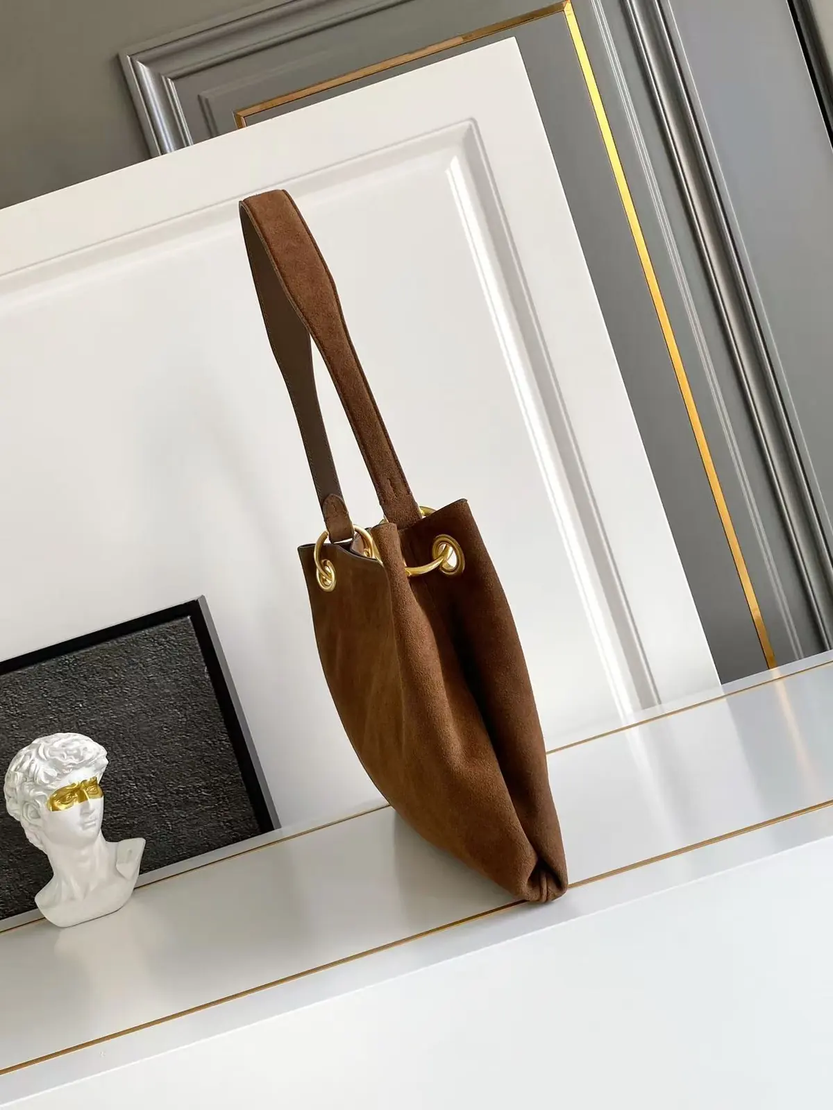 Prada Style Beige Leather Top Handle Bag Lookbook Reference image 3