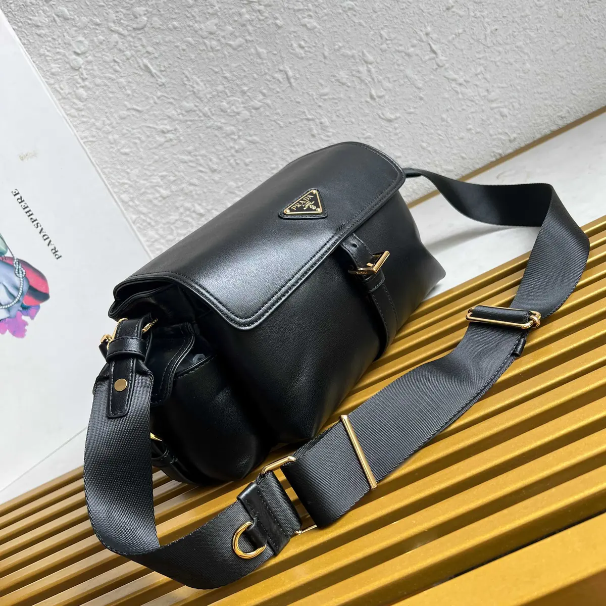 Prada Style Black Leather Shoulder Bag Lookbook Reference image 3