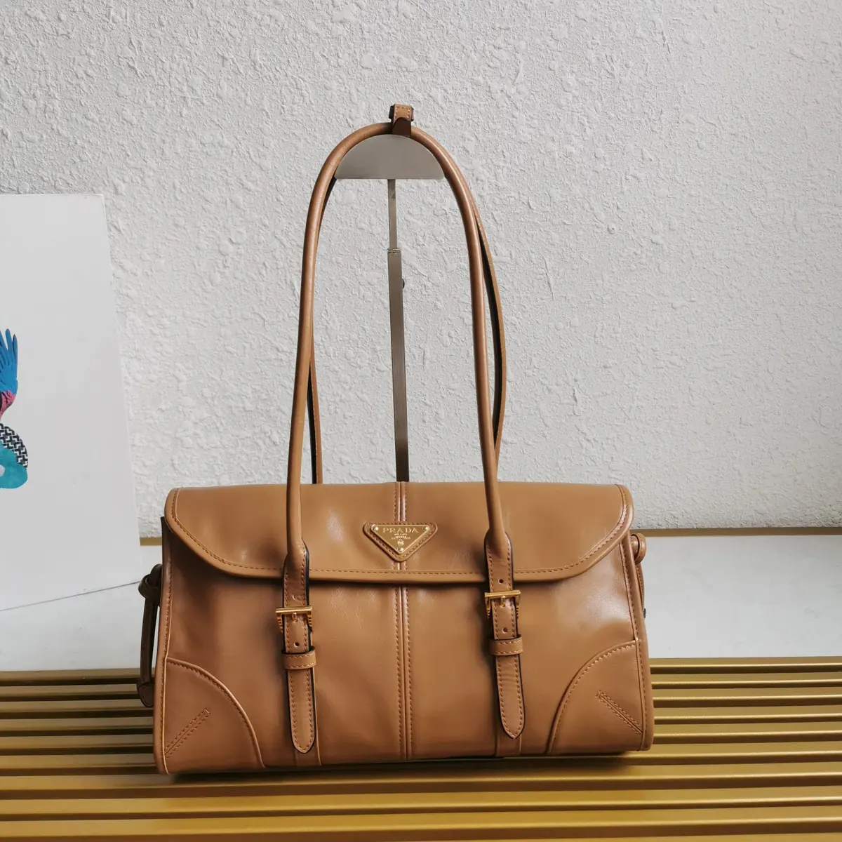 Prada Style Gold Leather Shoulder Bag Lookbook Reference image 1
