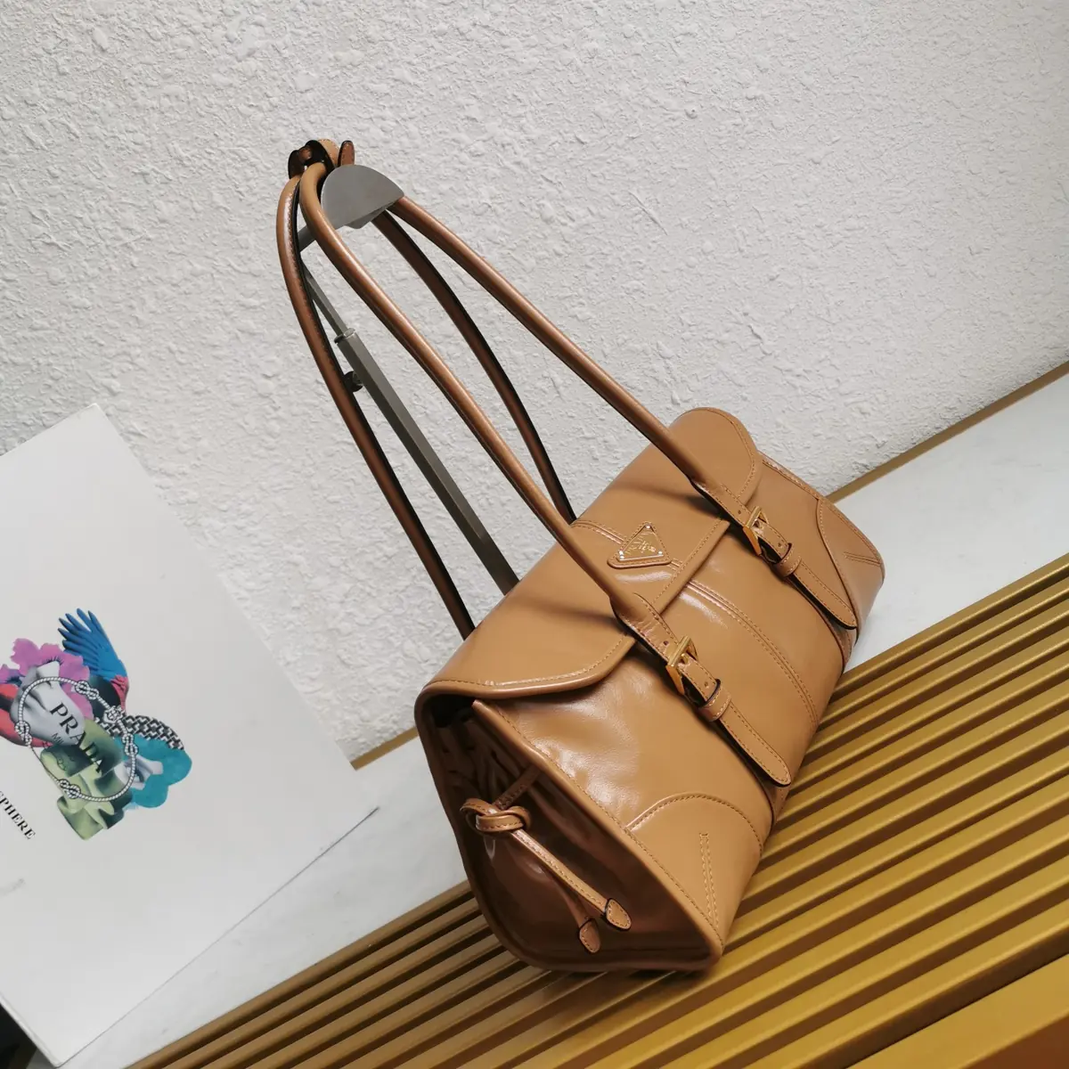 Prada Style Gold Leather Shoulder Bag Lookbook Reference image 2