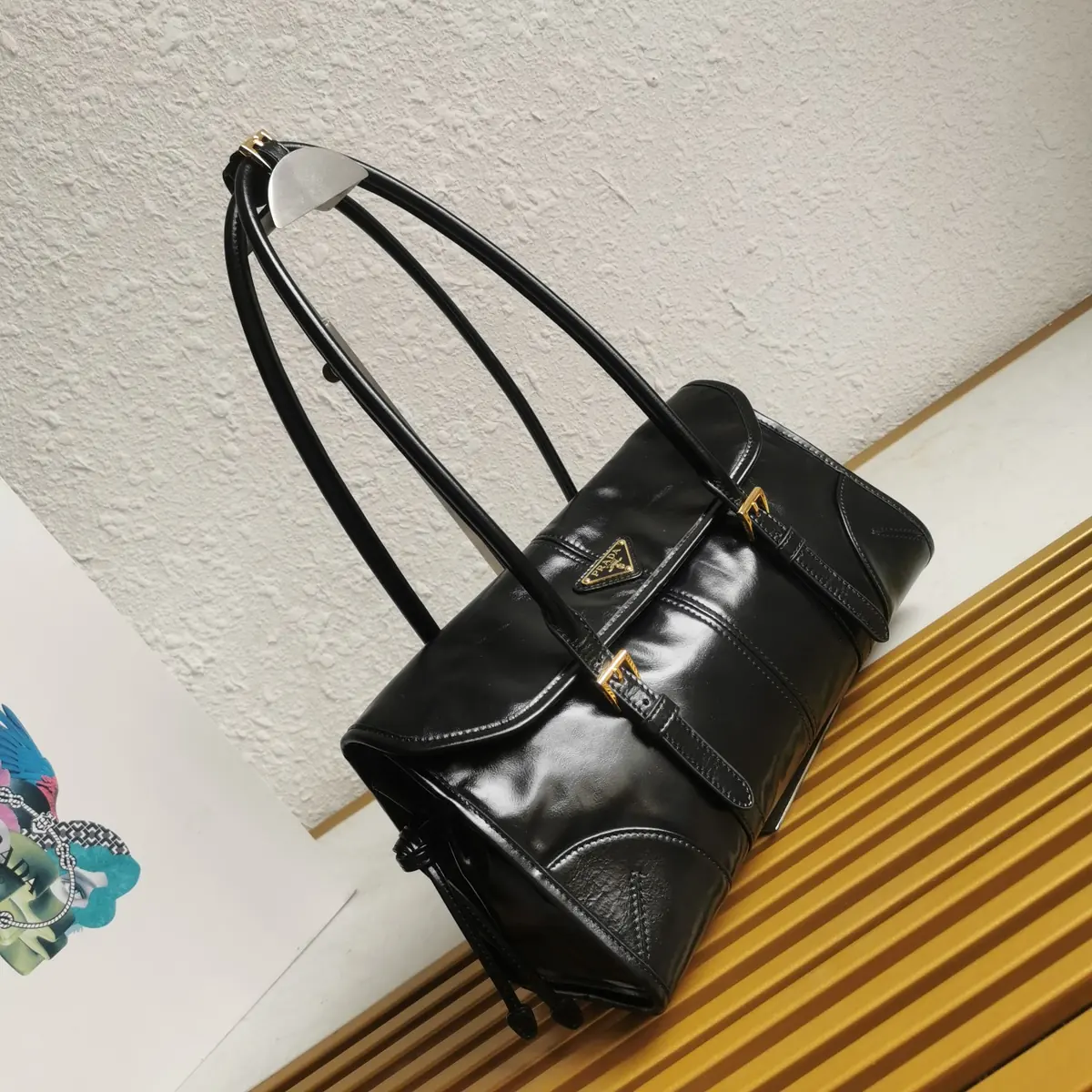 Prada Style Gold Leather Shoulder Bag Lookbook Reference image 3