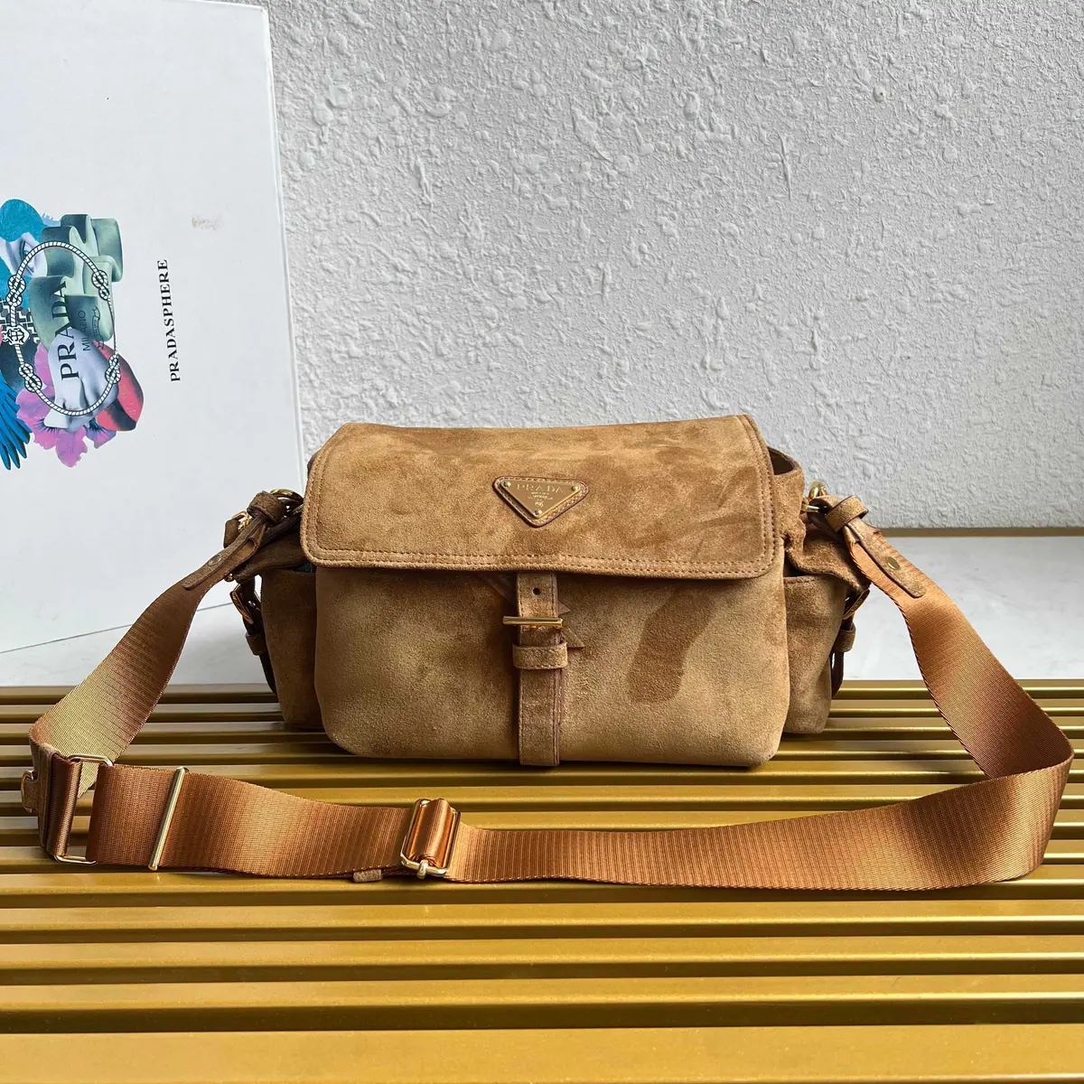 Prada Style Gold Leather Shoulder Bag Lookbook Reference image 1