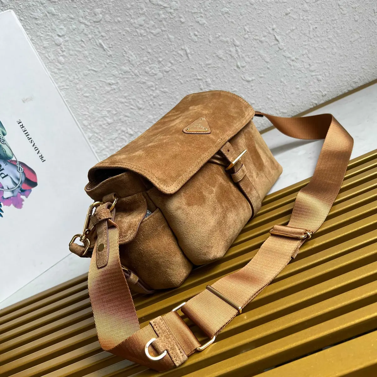 Prada Style Gold Leather Shoulder Bag Lookbook Reference image 2