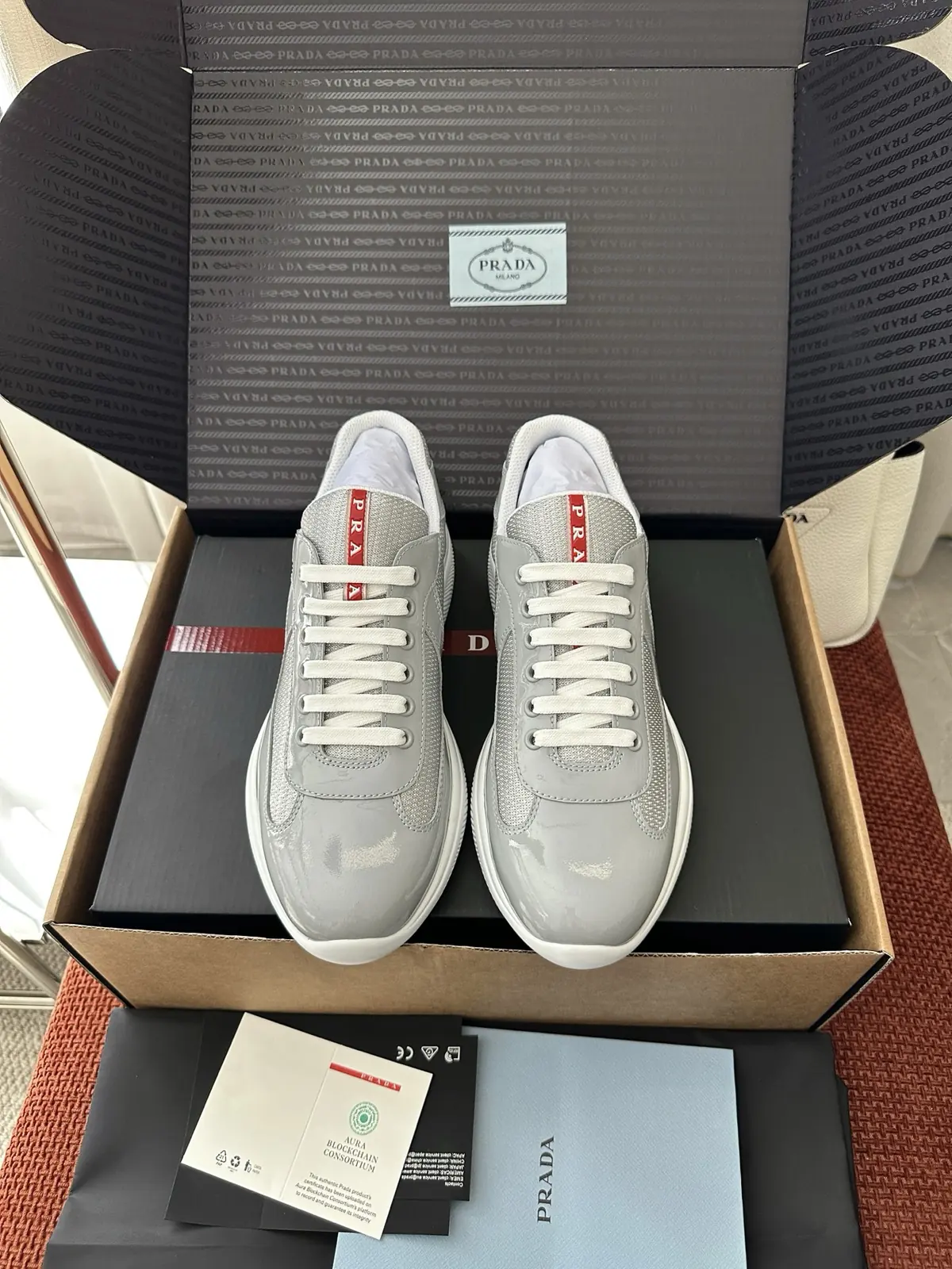 Prada Style Grey Leather Women's Shoes Lookbook Reference image 1
