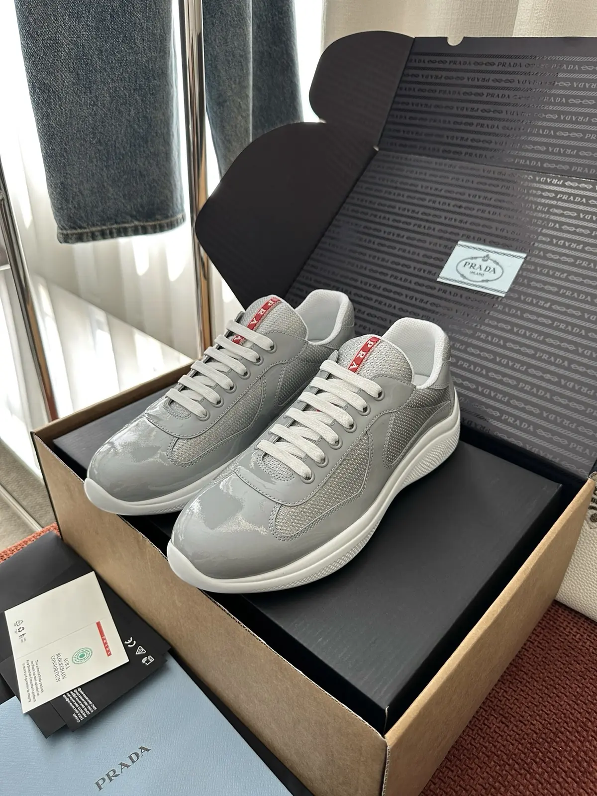 Prada Style Grey Leather Women's Shoes Lookbook Reference image 2