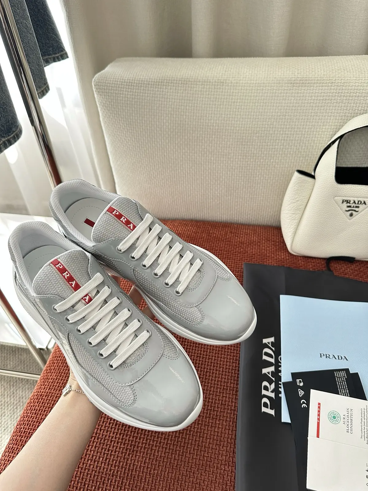 Prada Style Grey Leather Women's Shoes Lookbook Reference image 3