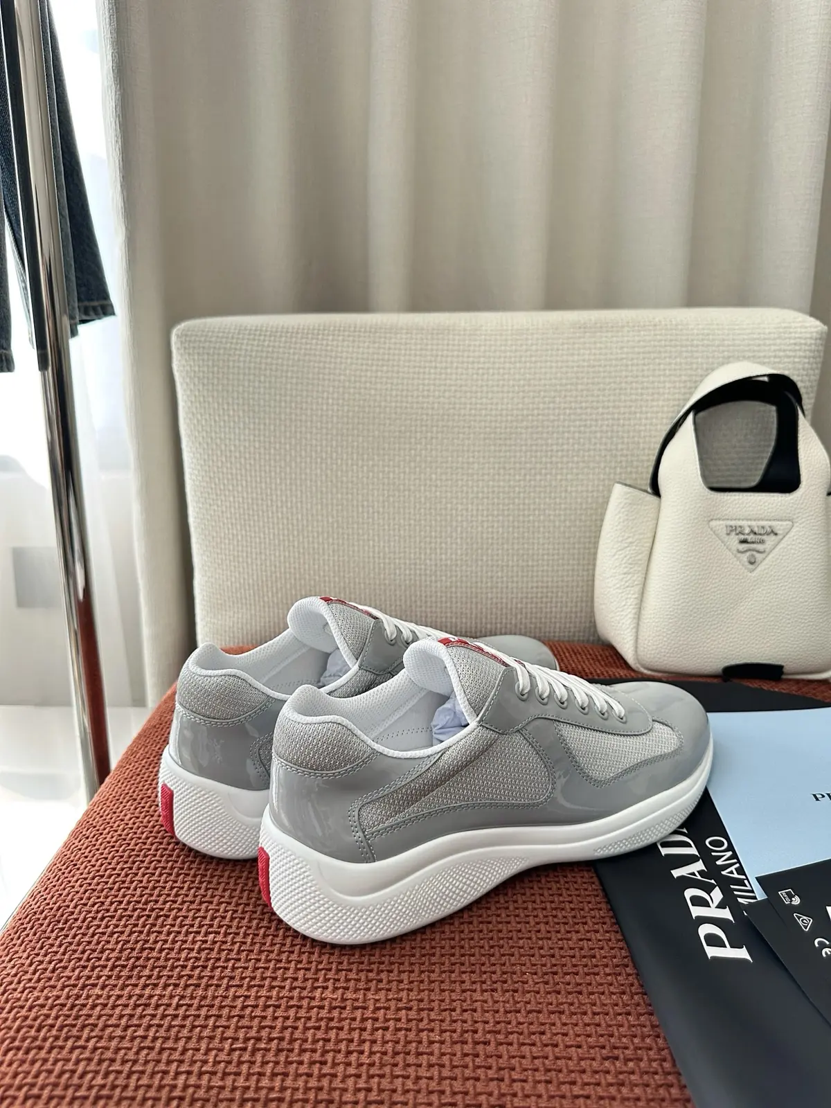 Prada Style Grey Leather Women's Shoes Lookbook Reference image 5